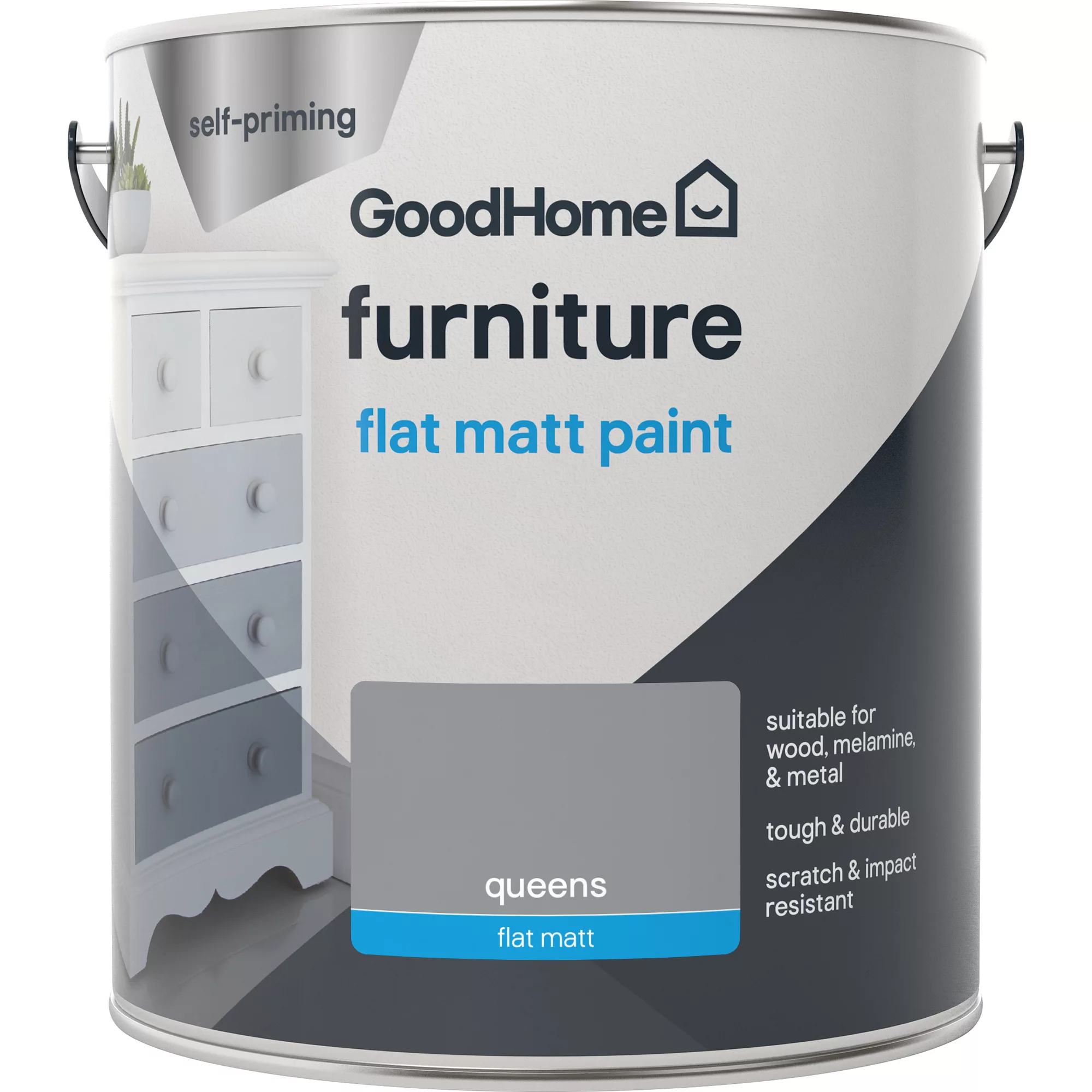 GoodHome Renovation Queens Flat Matt Furniture Paint, 2L - Image 2