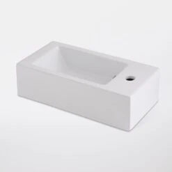 GoodHome Rioni White Rectangular Wall-mounted Cloakroom Basin (W)50cm
