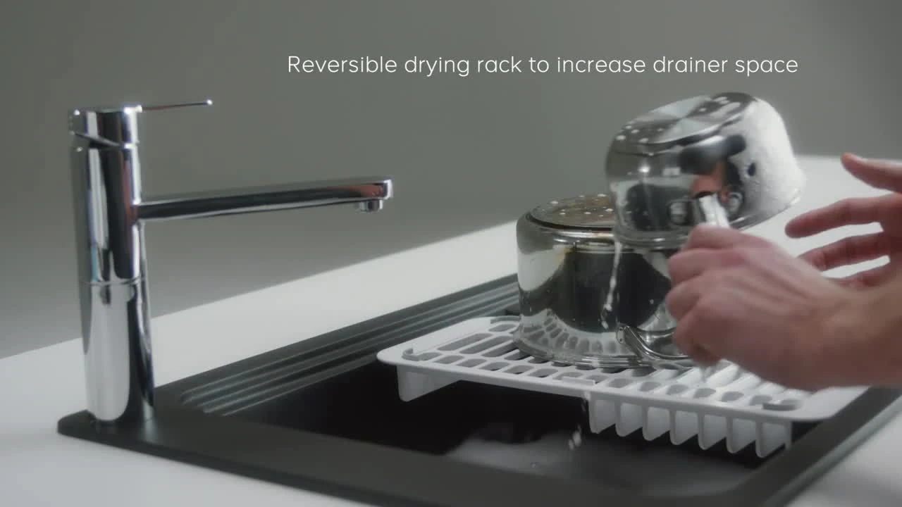 GoodHome Romesco Black Composite Quartz 1 Bowl Sink & Drainer (W)516mm X (L)773mm - Image 2