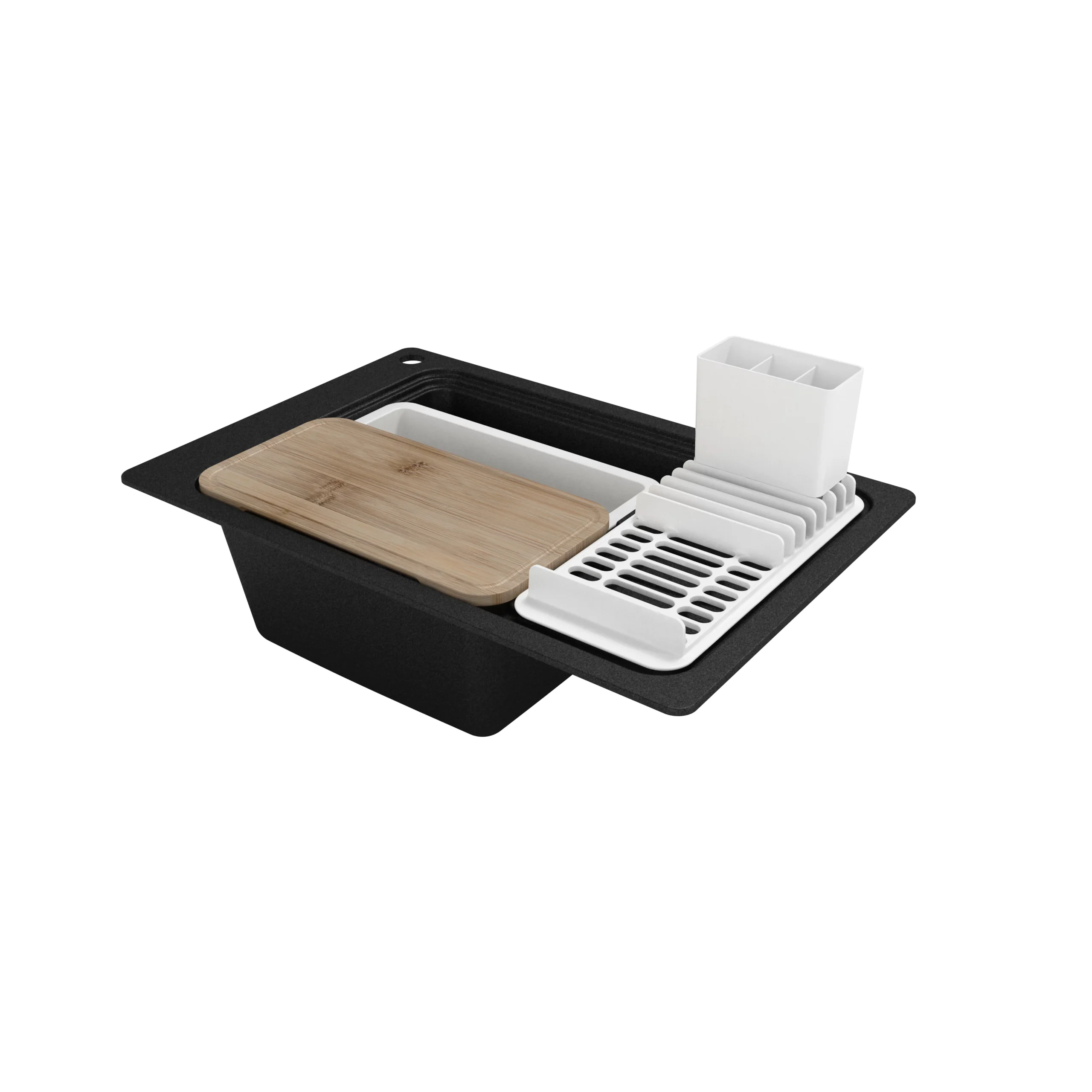 GoodHome Romesco Black Composite Quartz 1 Bowl Sink & Drainer (W)516mm X (L)773mm - Image 3