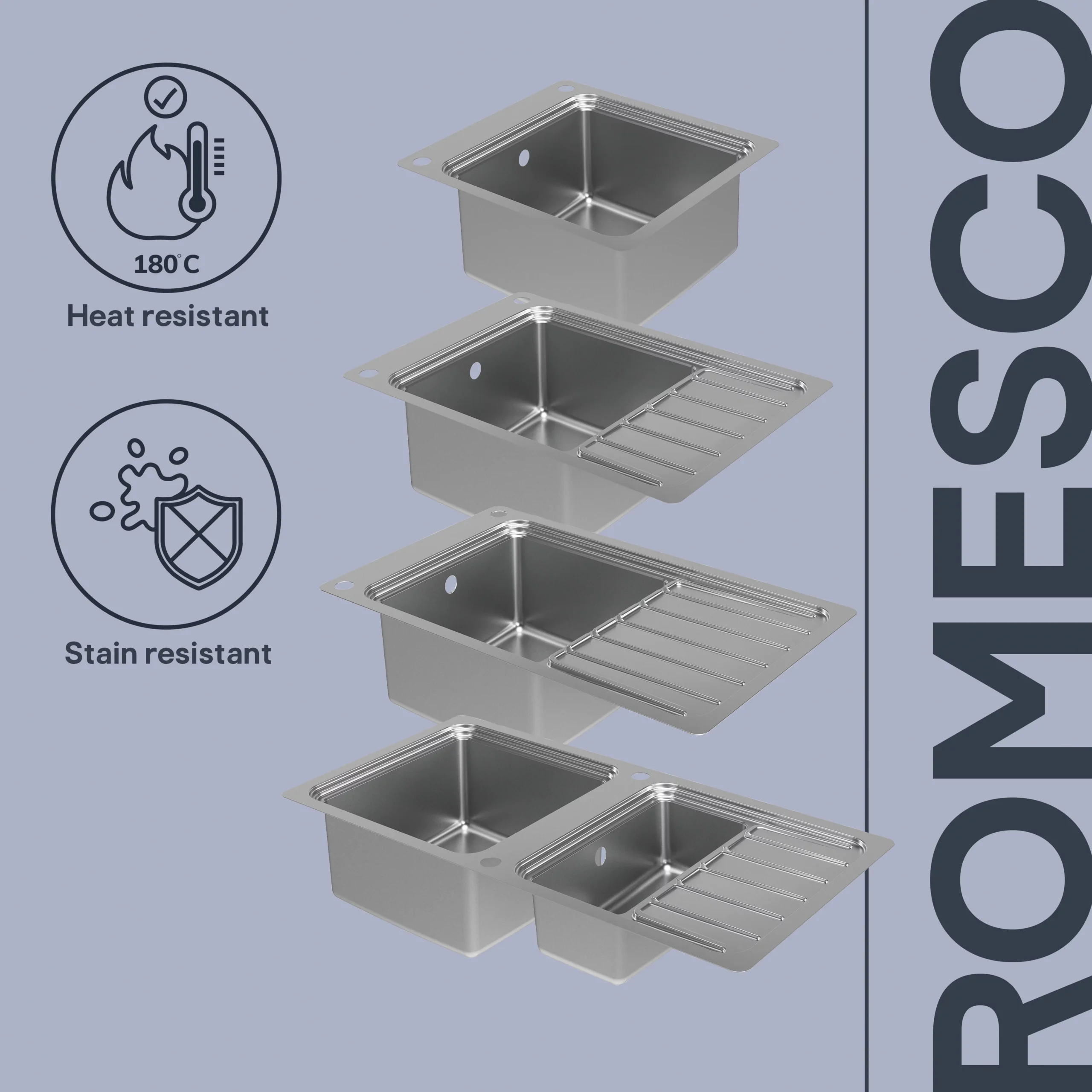 GoodHome Romesco Brushed Stainless Steel 1 Bowl Kitchen Sink With Compact Drainer (W)510mm X (L)770mm - Image 11