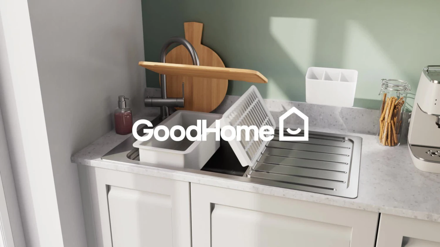 GoodHome Romesco Brushed Stainless Steel 1 Bowl Kitchen Sink With Compact Drainer (W)510mm X (L)770mm - Image 2