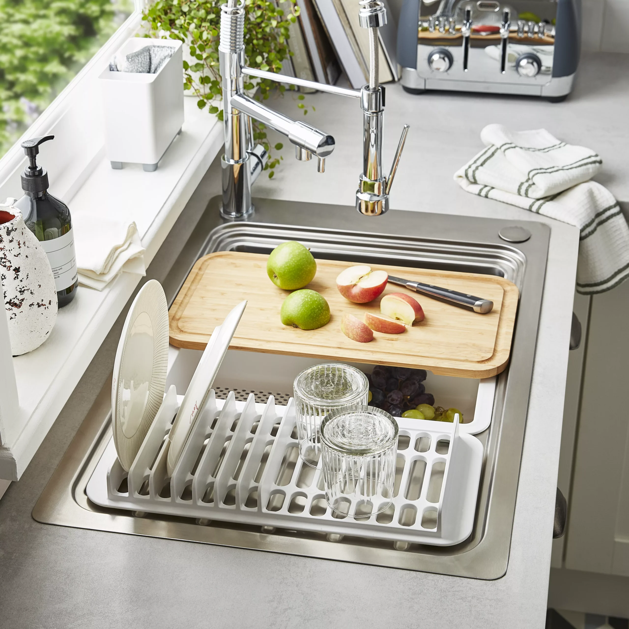 GoodHome Romesco Brushed Stainless Steel 1 Bowl Kitchen Sink With Compact Drainer (W)510mm X (L)770mm - Image 8