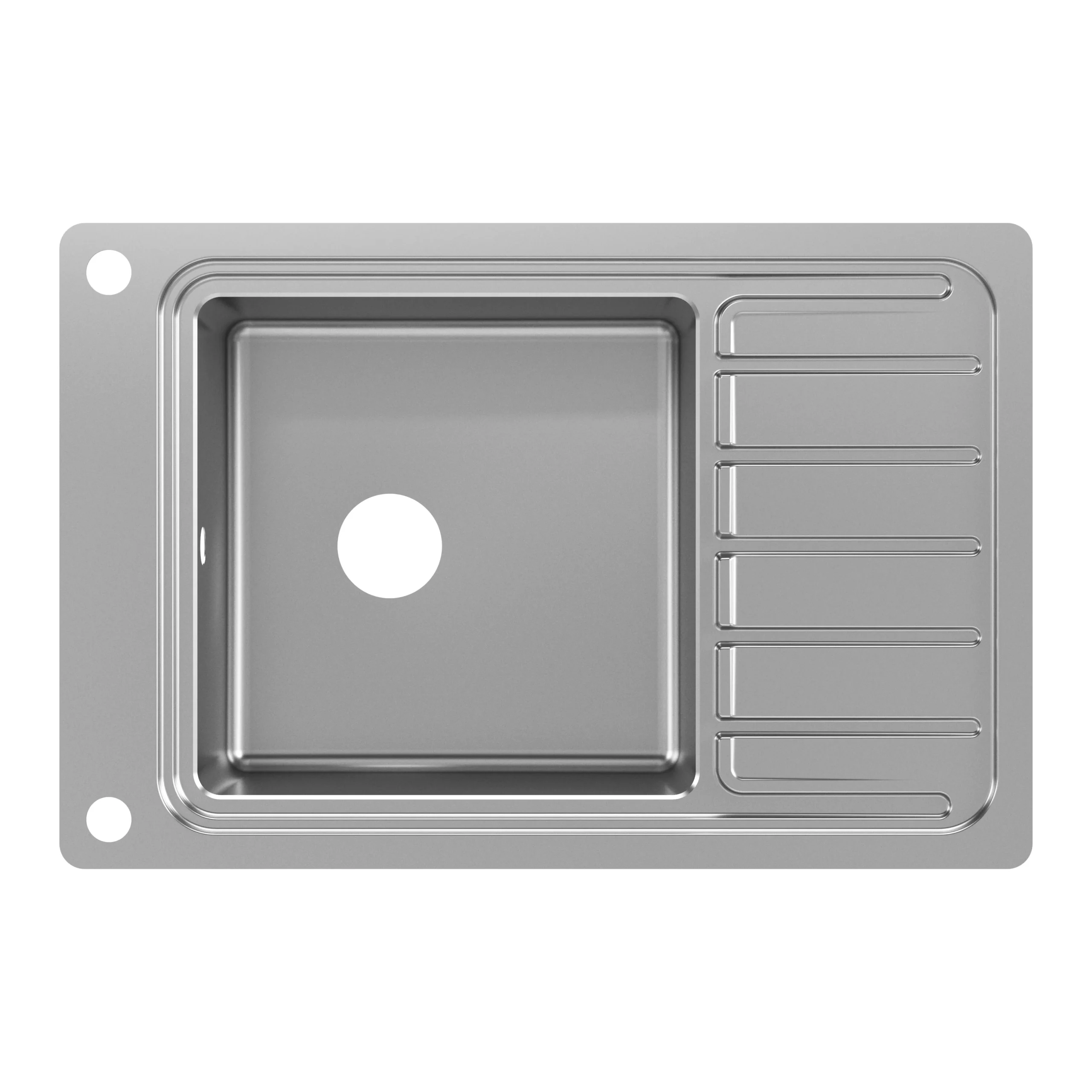 GoodHome Romesco Brushed Stainless Steel 1 Bowl Kitchen Sink With Compact Drainer (W)510mm X (L)770mm - Image 5