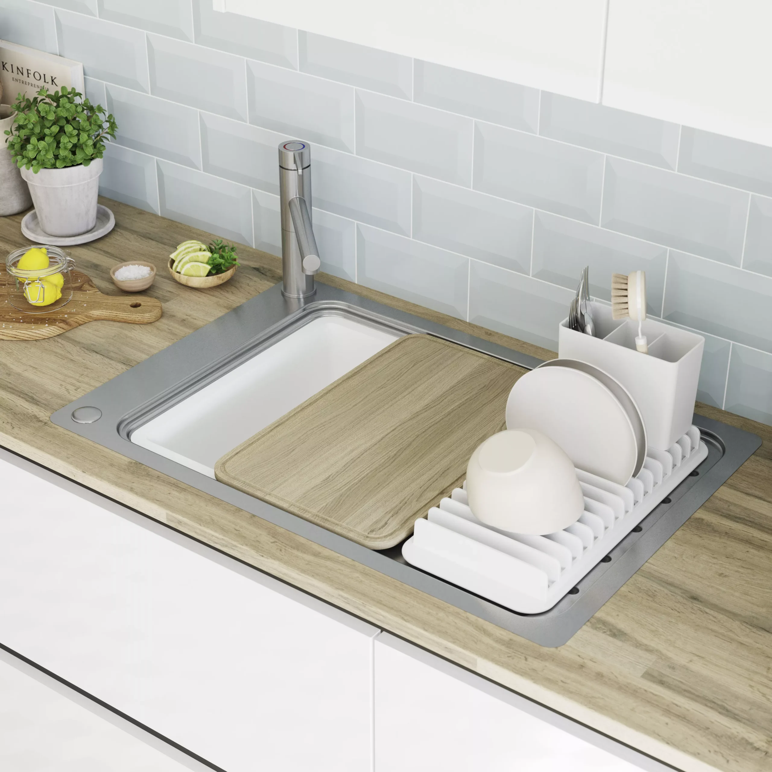 GoodHome Romesco Brushed Stainless Steel 1 Bowl Kitchen Sink With Compact Drainer (W)510mm X (L)770mm - Image 15