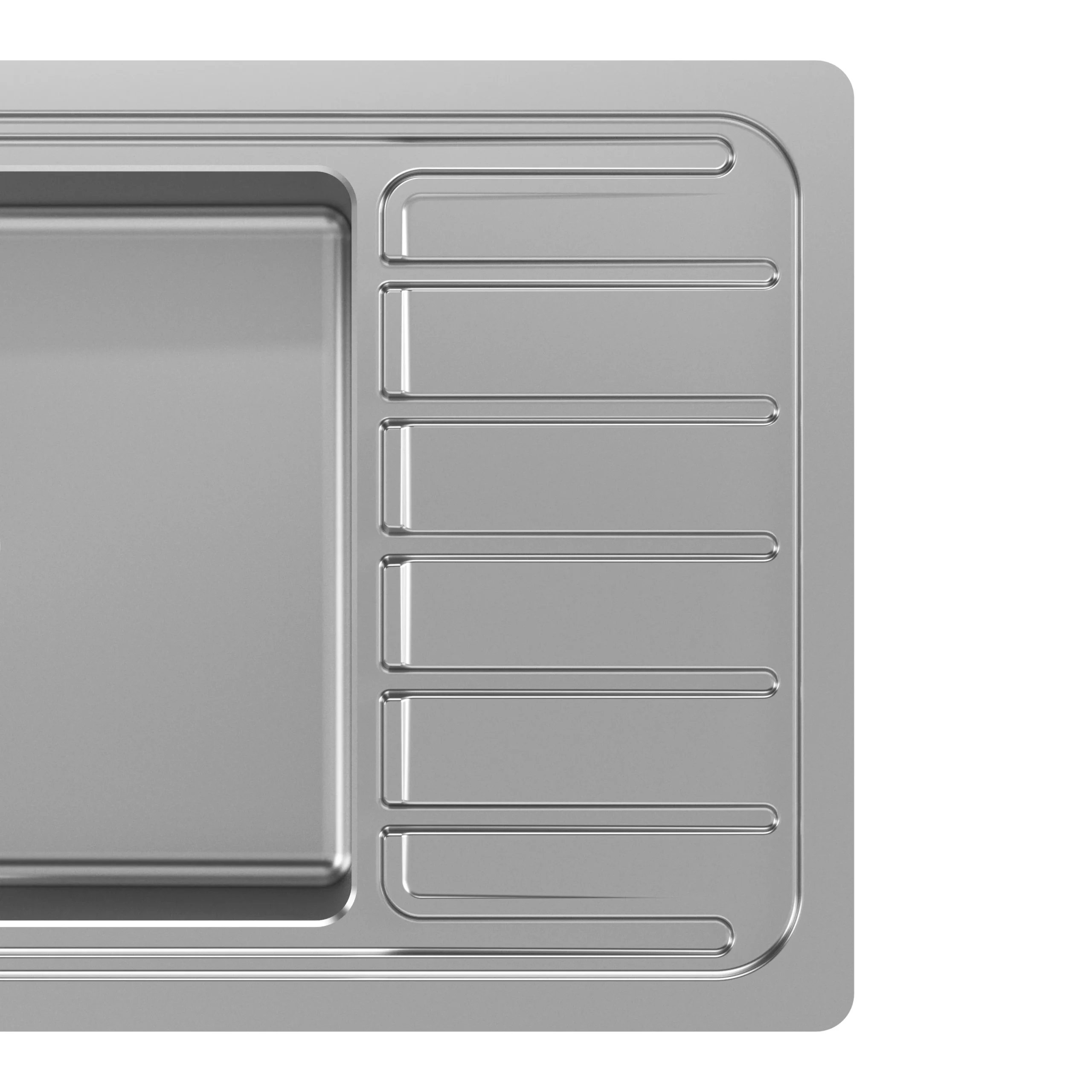 GoodHome Romesco Brushed Stainless Steel 1 Bowl Kitchen Sink With Compact Drainer (W)510mm X (L)770mm - Image 7