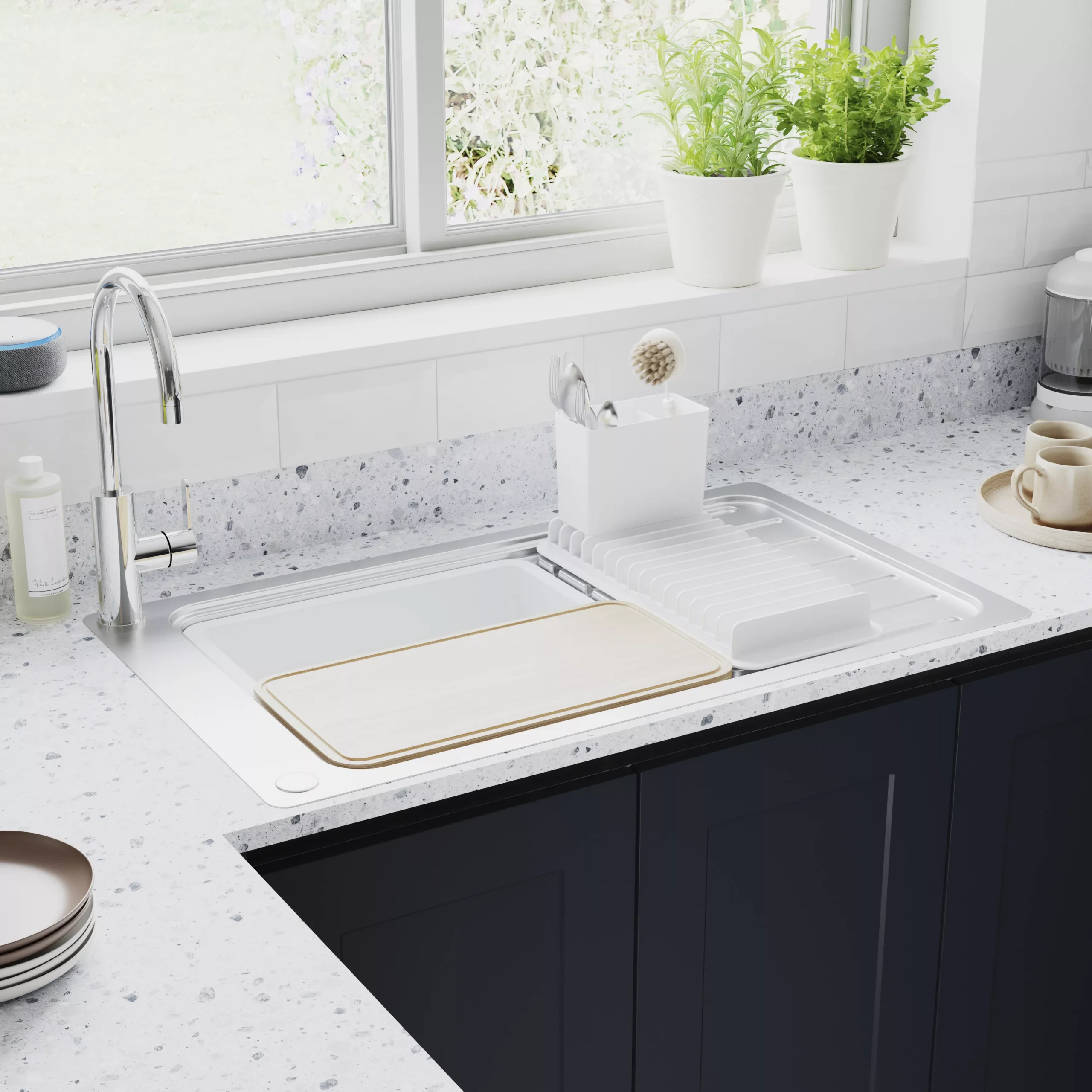 GoodHome Romesco Brushed Stainless Steel 1 Bowl Kitchen Sink With Full Drainer (W)510mm X (L)880mm - Image 9