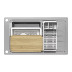 GoodHome Romesco Brushed Stainless Steel 1 Bowl Kitchen Sink With Full Drainer (W)510mm X (L)880mm