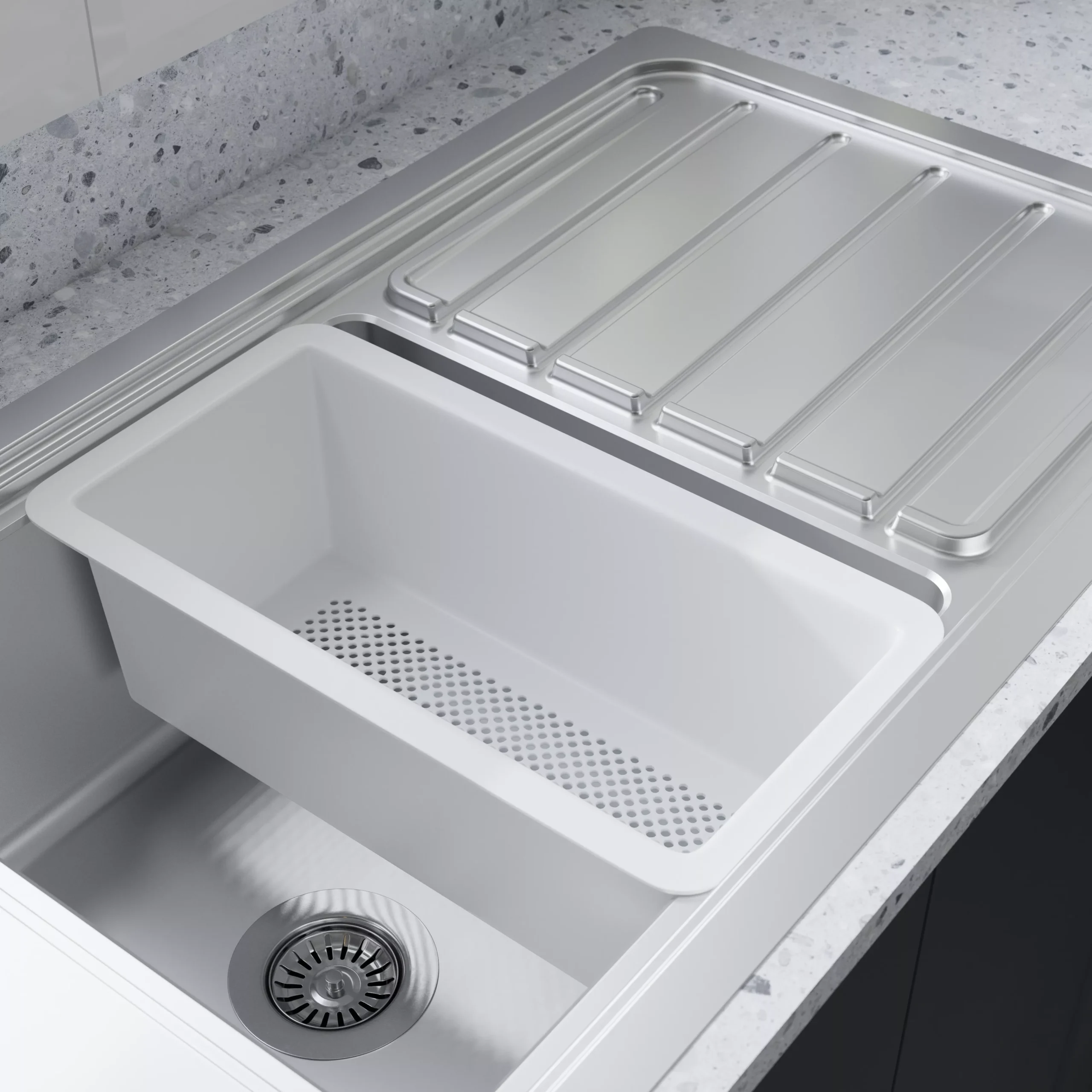 GoodHome Romesco Brushed Stainless Steel 1 Bowl Kitchen Sink With Full Drainer (W)510mm X (L)880mm - Image 7