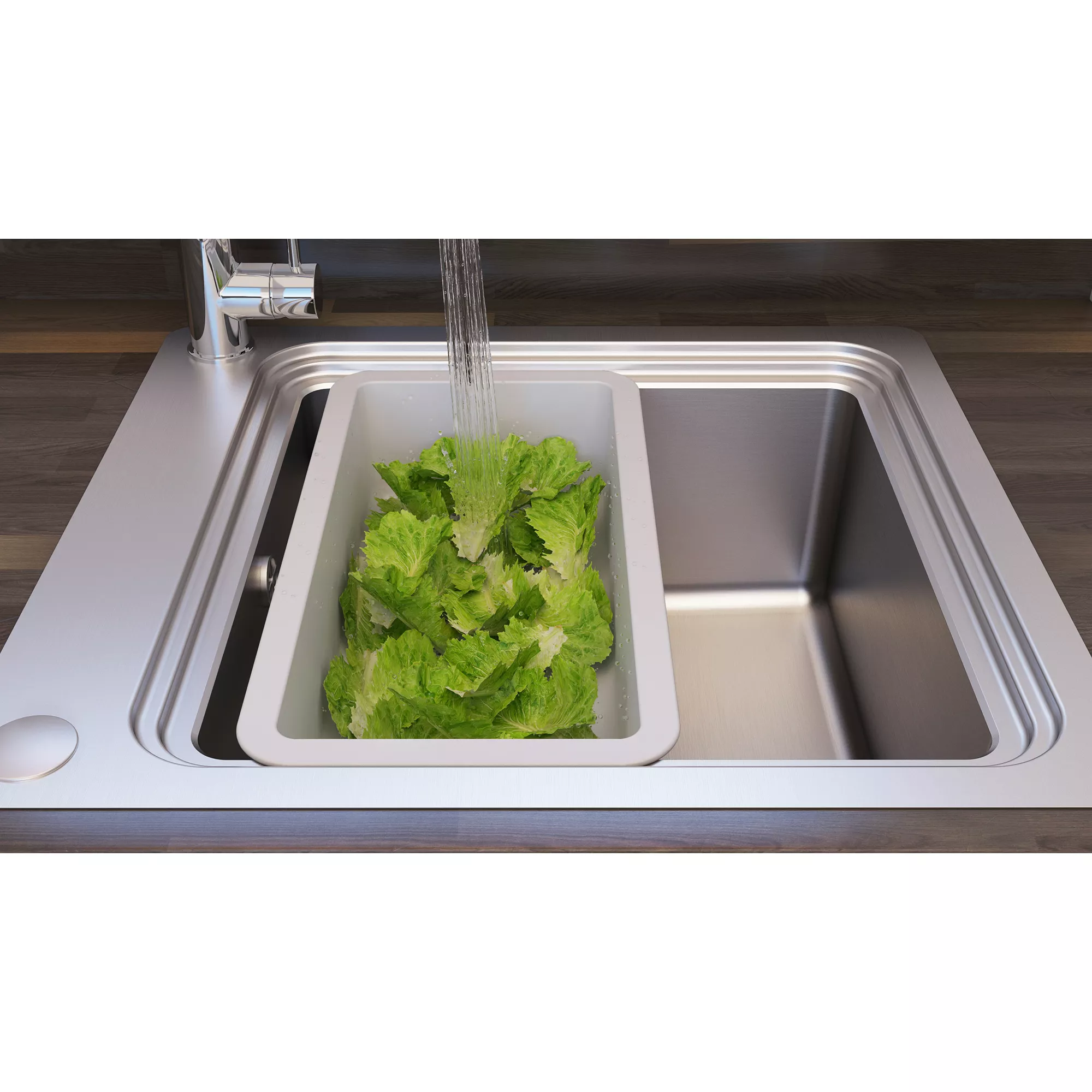 GoodHome Romesco Stainless Steel Rectangular 1 Bowl Sink (W)511mm - Image 6