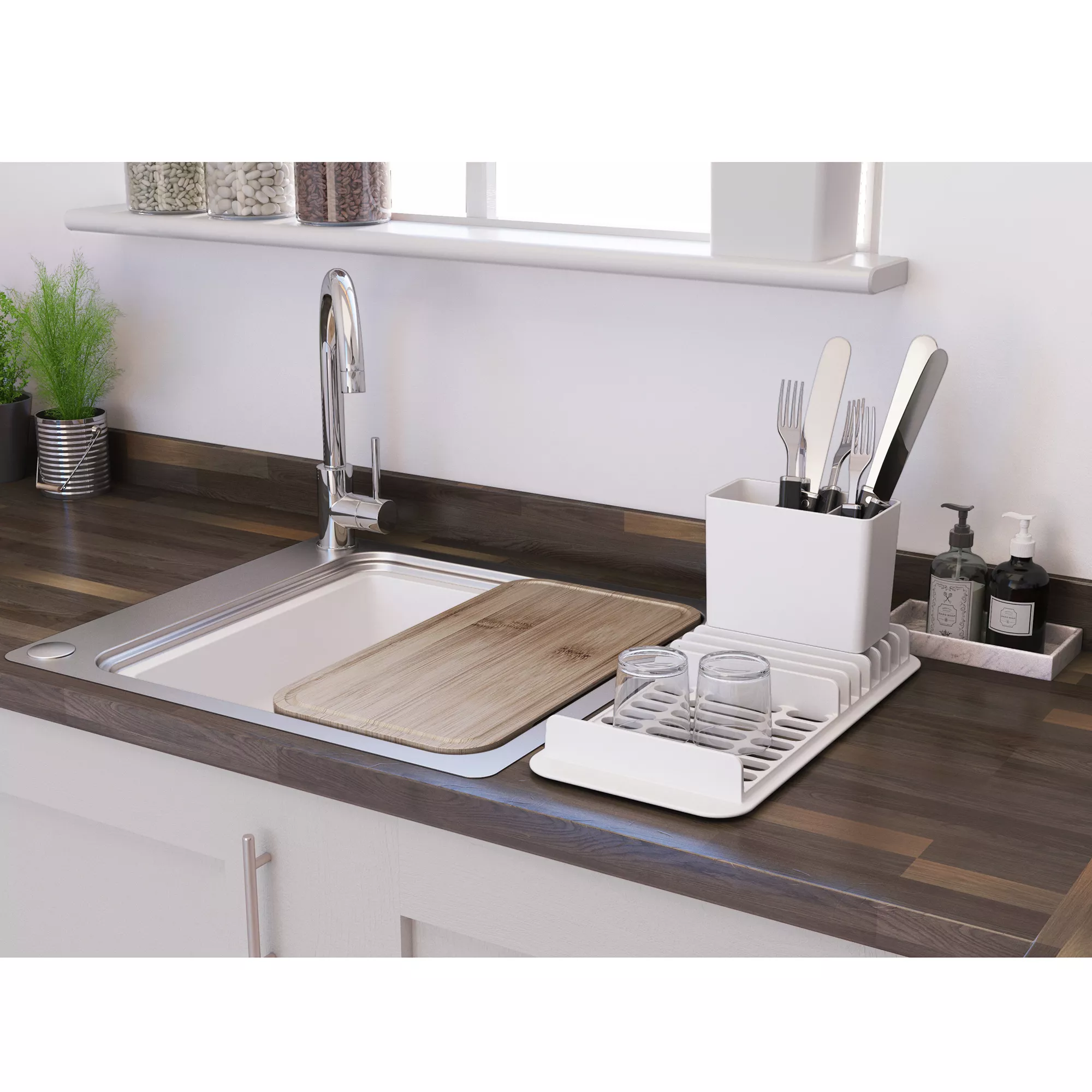 GoodHome Romesco Stainless Steel Rectangular 1 Bowl Sink (W)511mm - Image 8