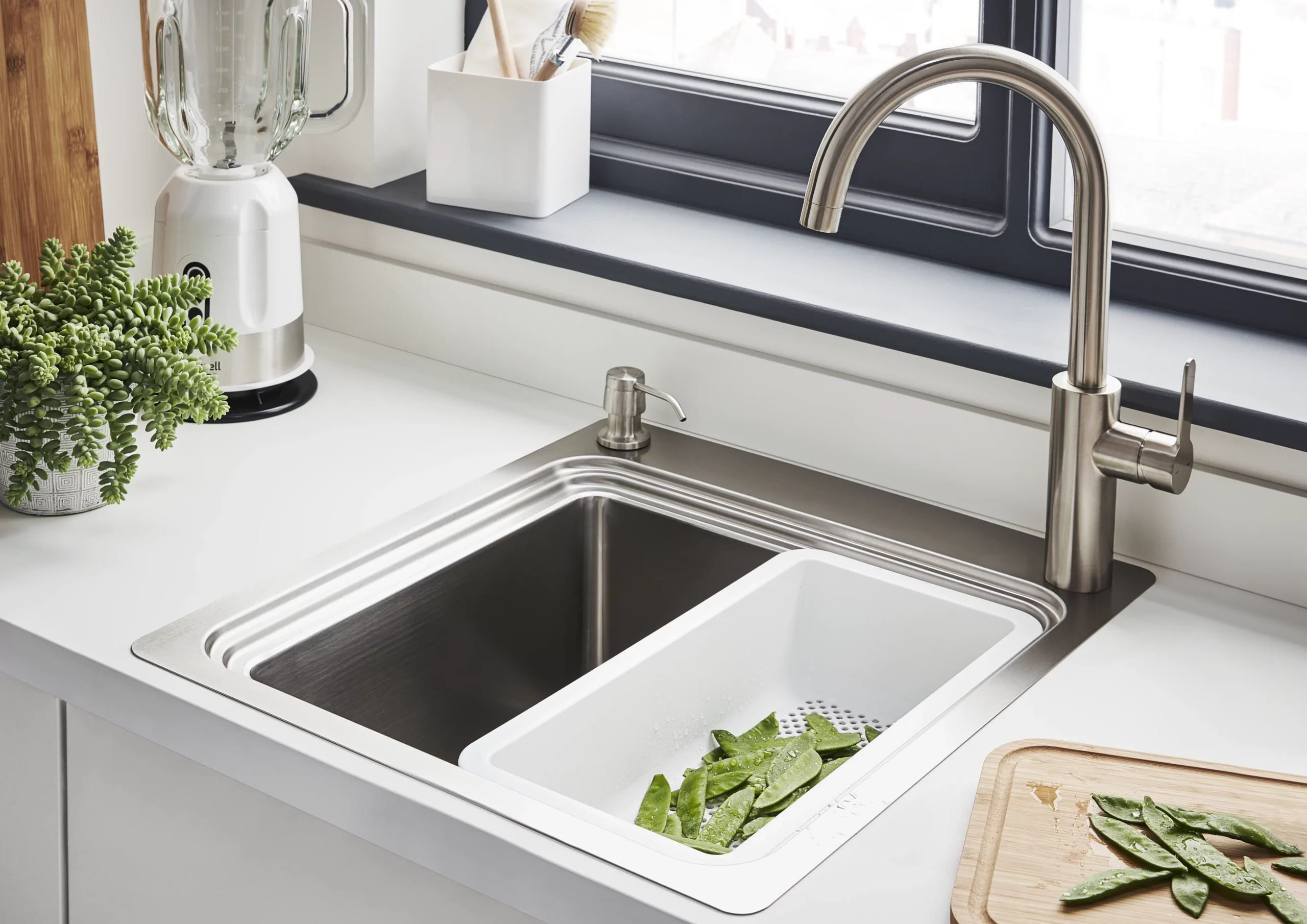 GoodHome Romesco Stainless Steel Rectangular 1 Bowl Sink (W)511mm - Image 13
