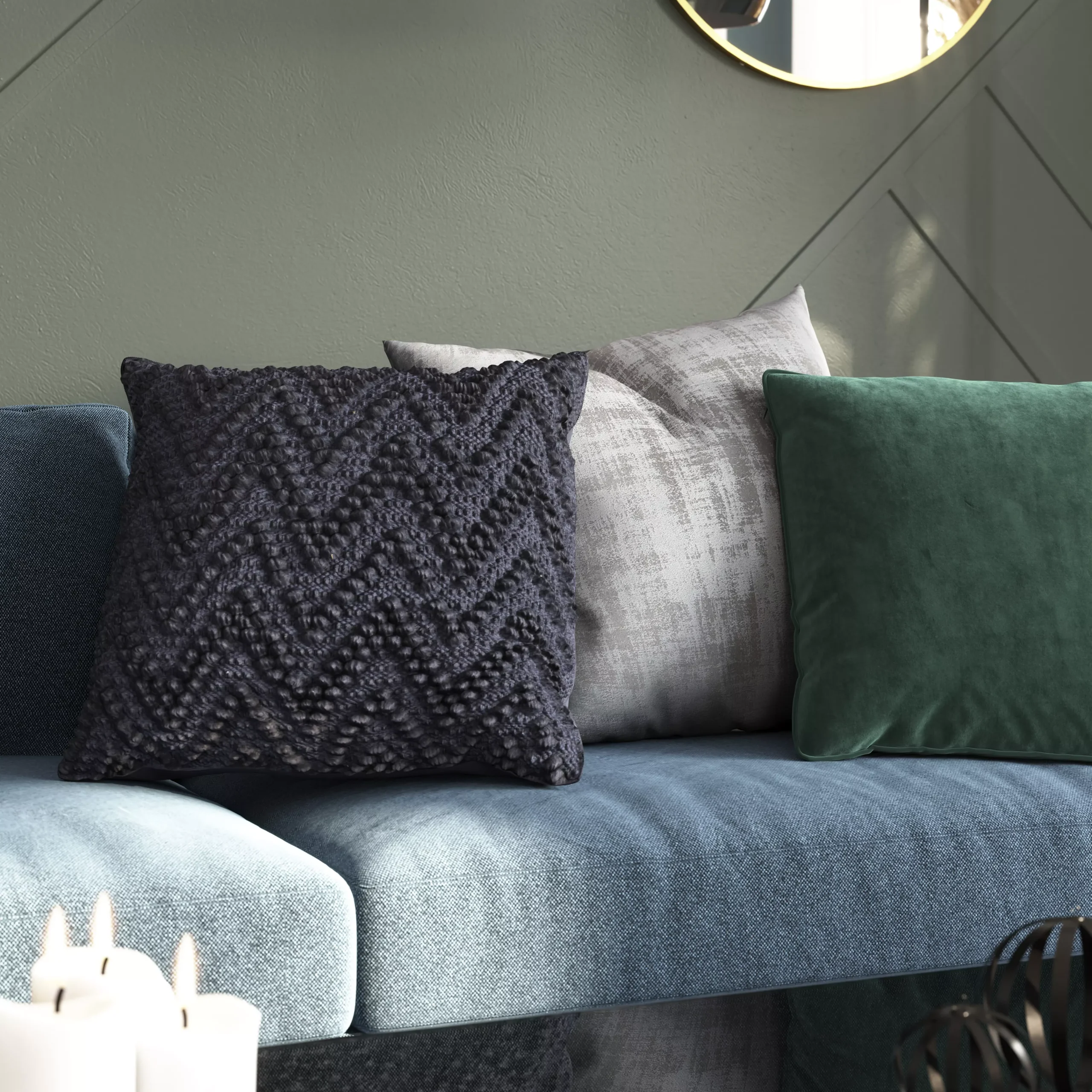 GoodHome Ruvor Light Grey Plain Indoor Cushion (L)55cm X (W)55cm - Image 2