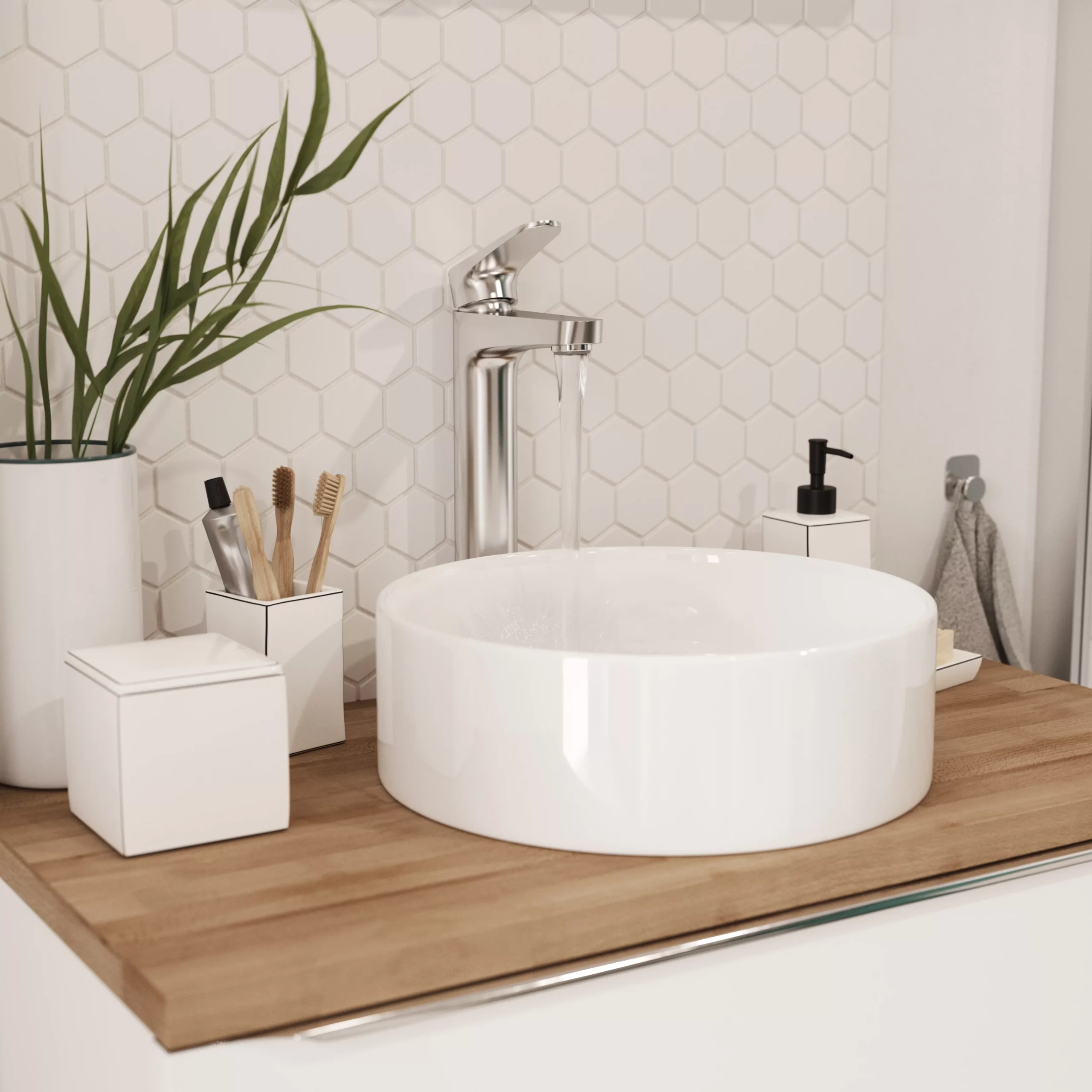 GoodHome Scalea White Round Counter-mounted Counter Top Basin - Image 4