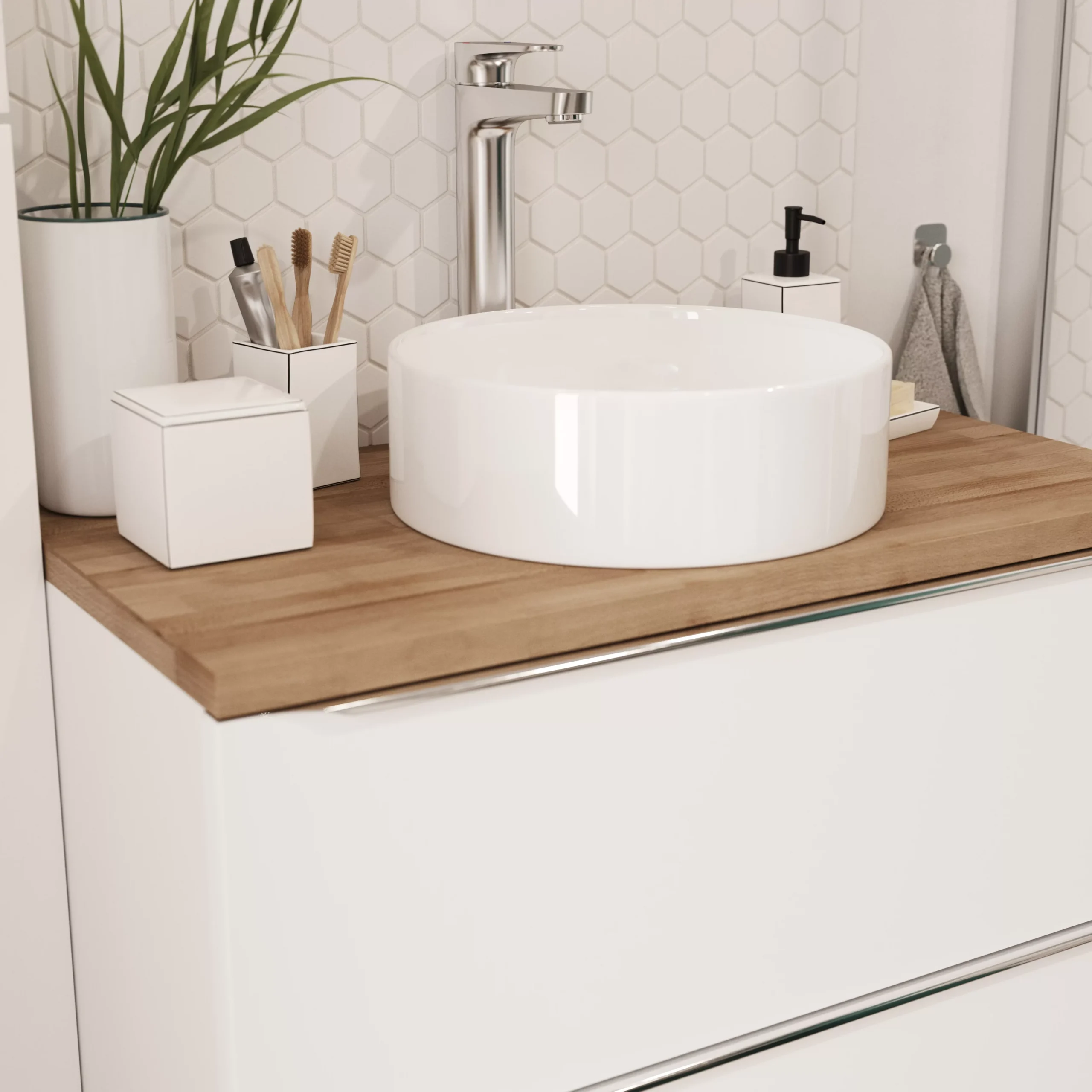GoodHome Scalea White Round Counter-mounted Counter Top Basin - Image 3