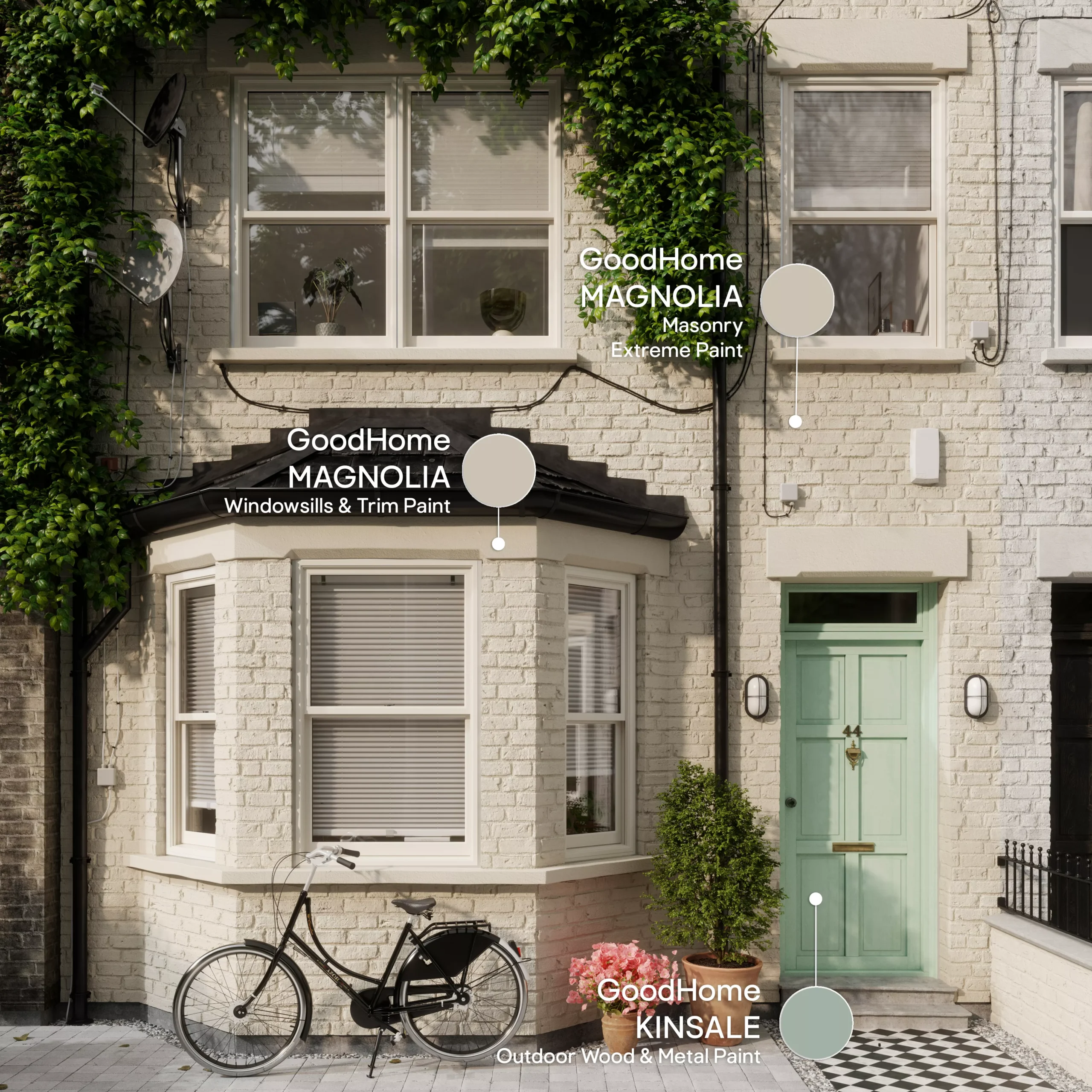 GoodHome Self-cleaning Magnolia Smooth Matt Masonry Paint, 10L - Image 4