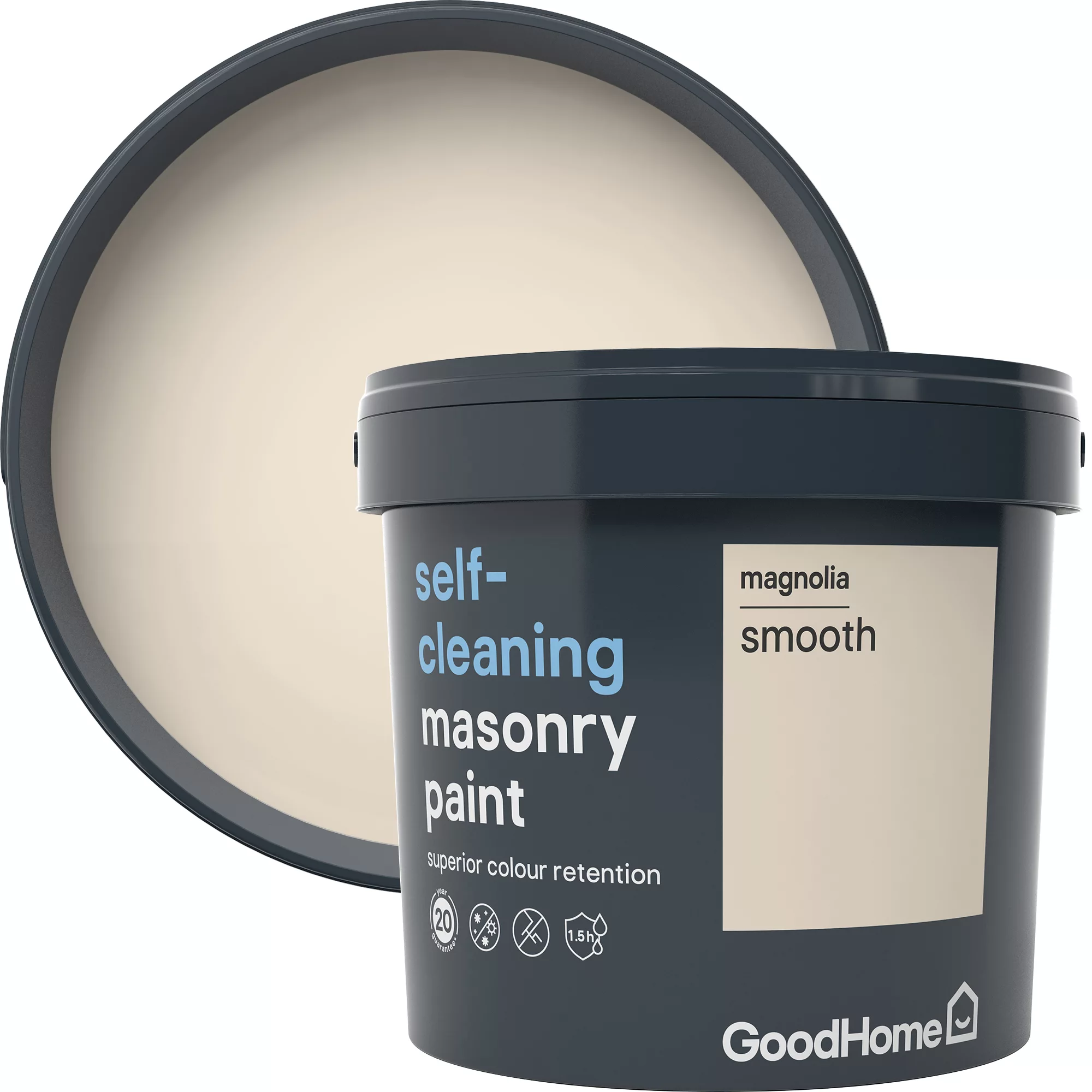 GoodHome Self-cleaning Magnolia Smooth Matt Masonry Paint, 5L - Image 3