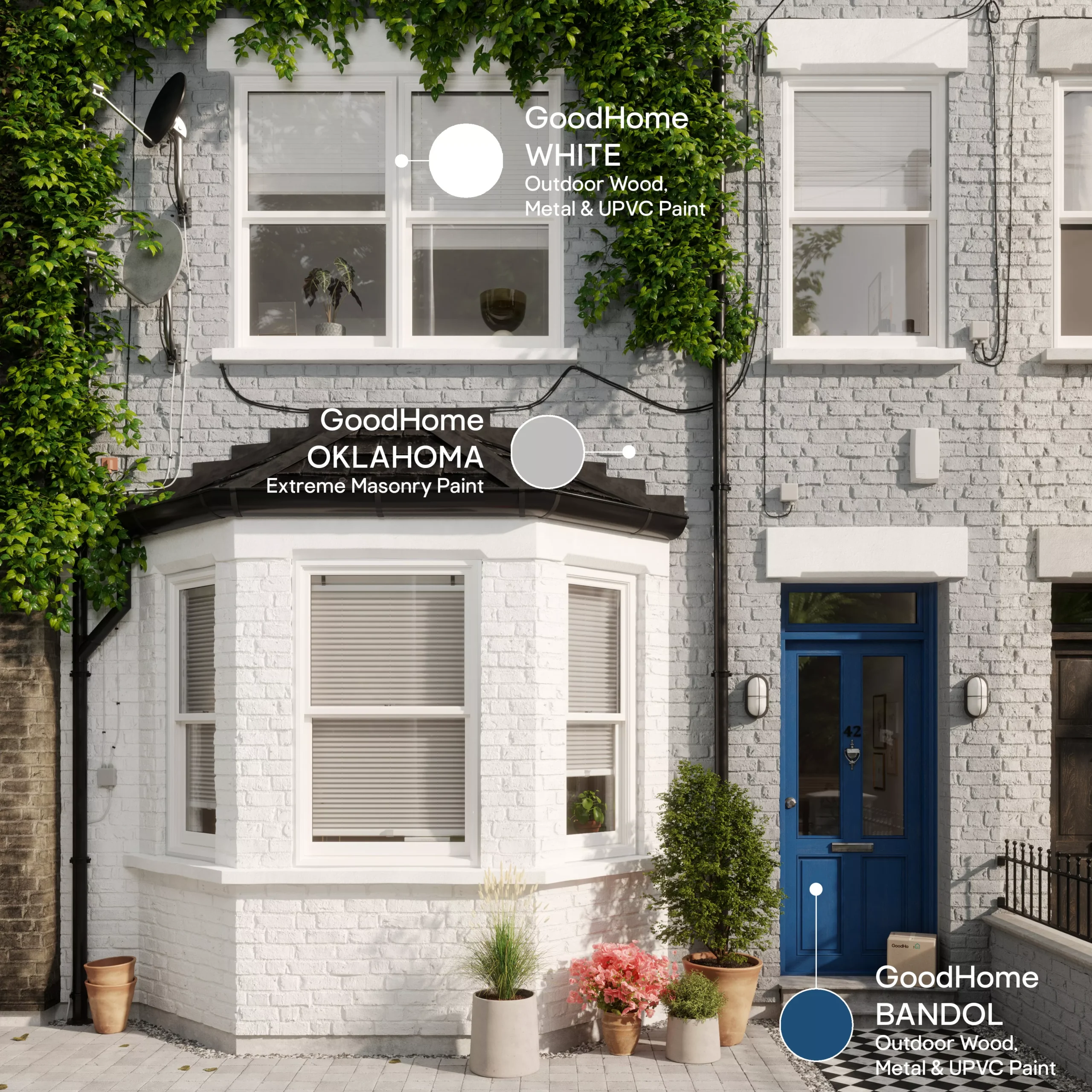 GoodHome Self-cleaning Oklahoma Smooth Matt Masonry Paint, 5L - Image 7