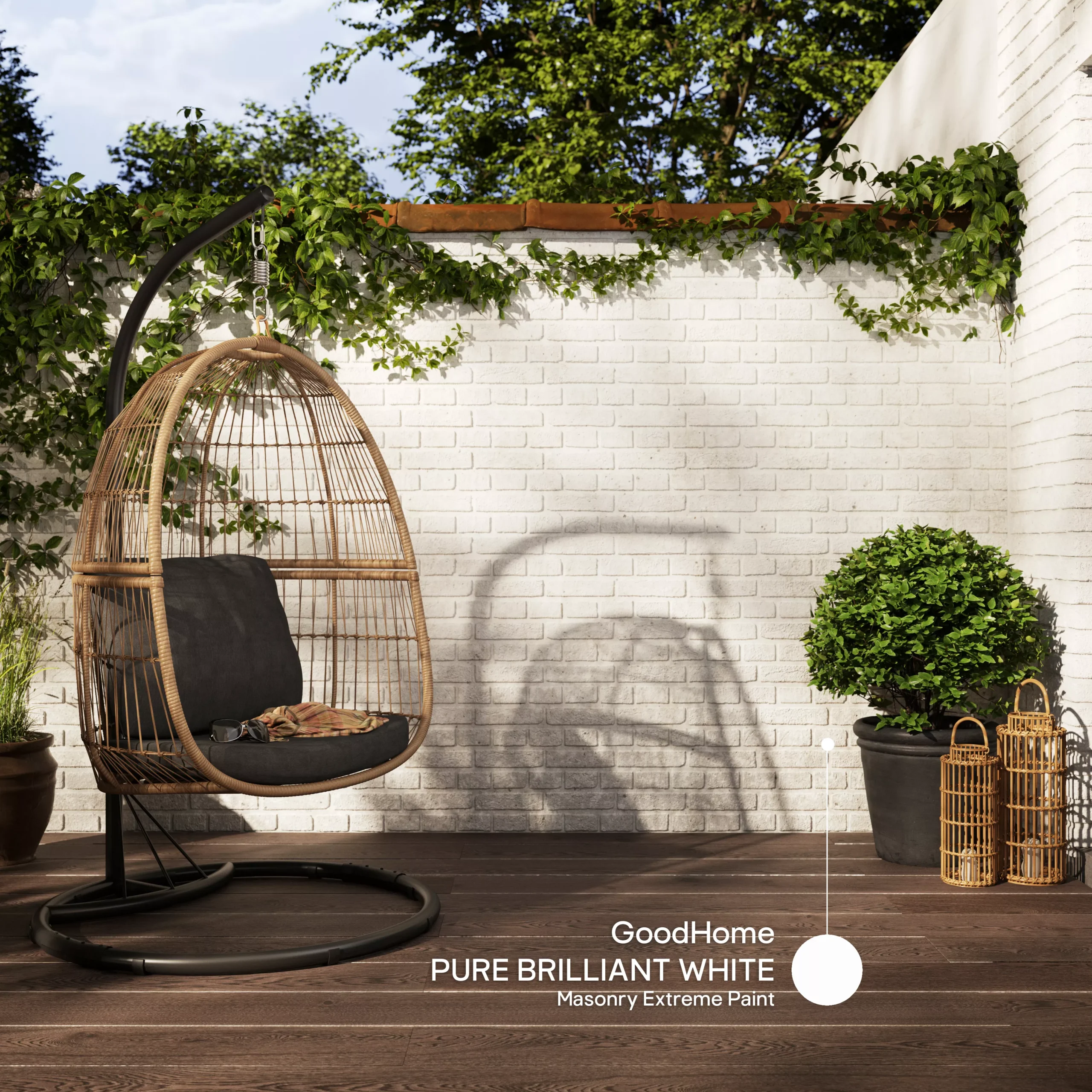 GoodHome Self-cleaning Pure Brilliant White Smooth Matt Masonry Paint, 10L - Image 7