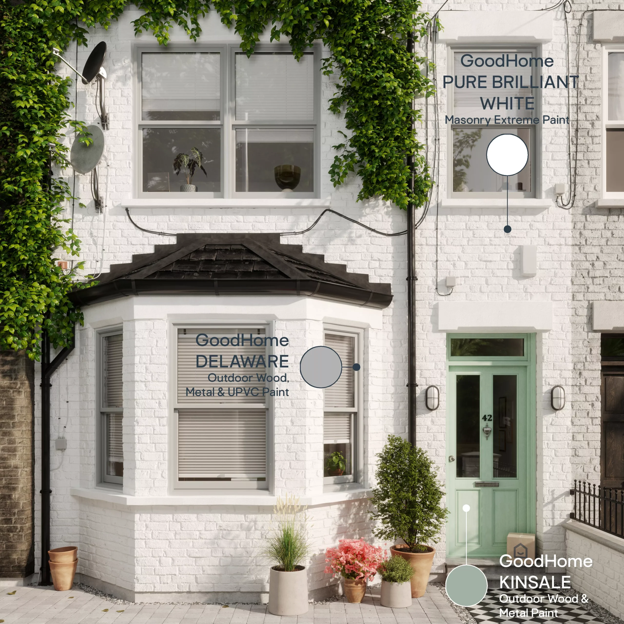 GoodHome Self-cleaning Pure Brilliant White Smooth Matt Masonry Paint, 10L - Image 9