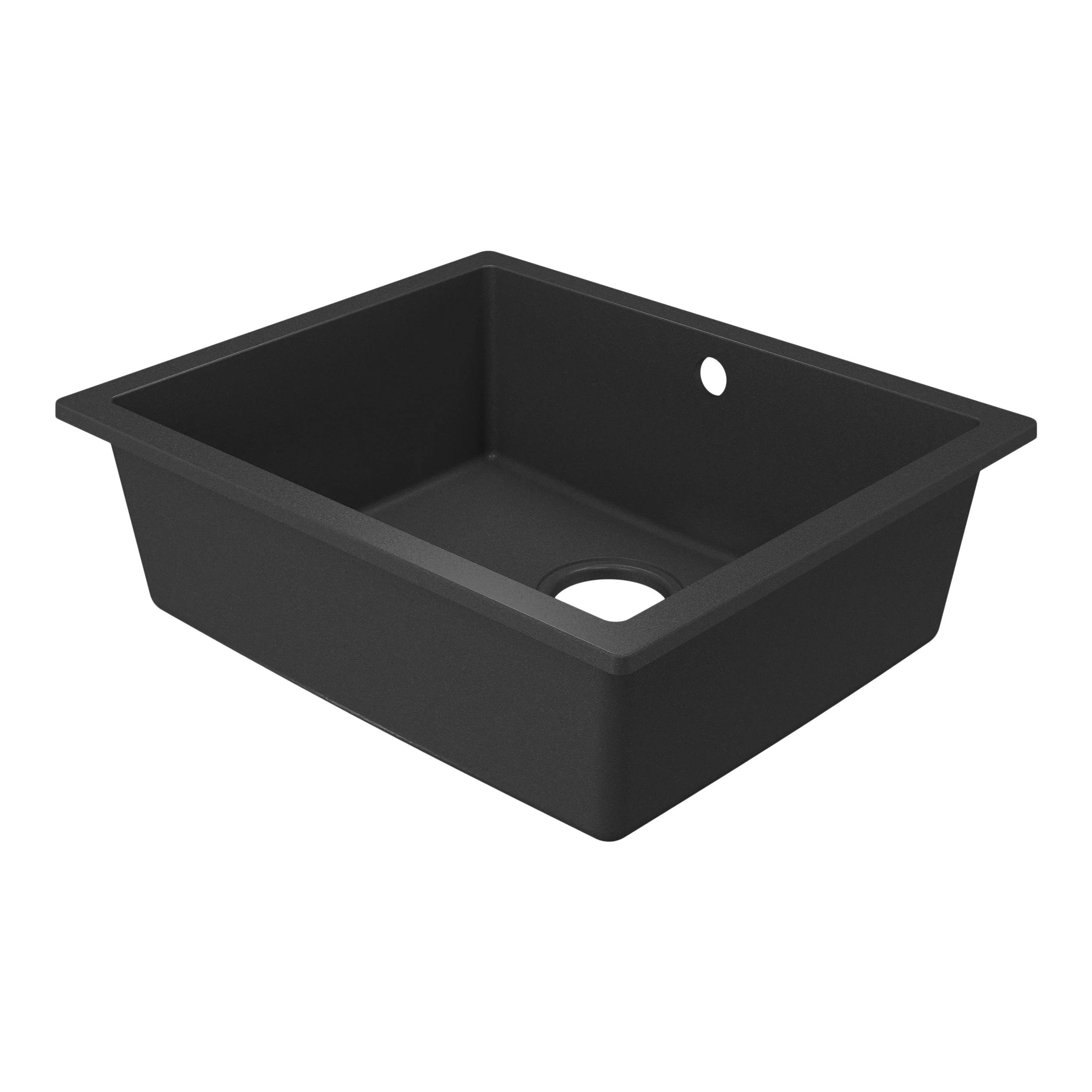 GoodHome Sorrel Black Composite Quartz 1 Bowl Kitchen Sink (W)550mm X (L)460mm - Image 2