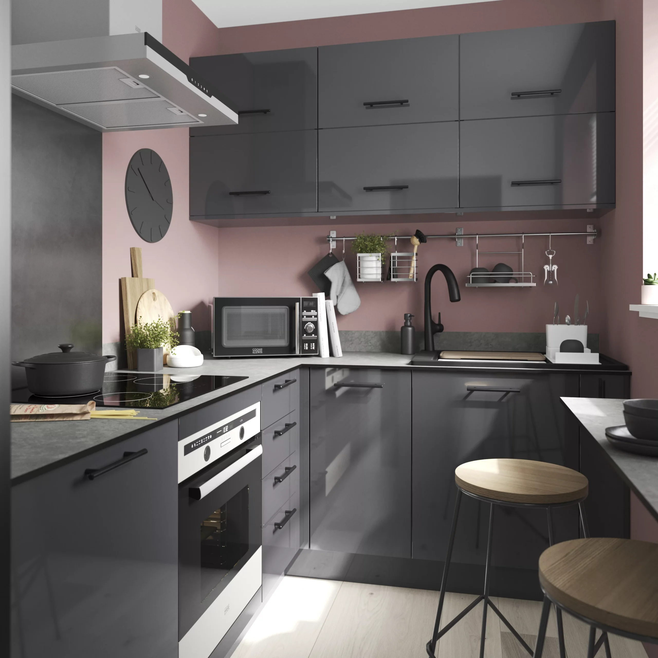 GoodHome Stevia & Garcinia Gloss Anthracite Slab Standard End Panel (H)720mm (W)570mm - Image 7