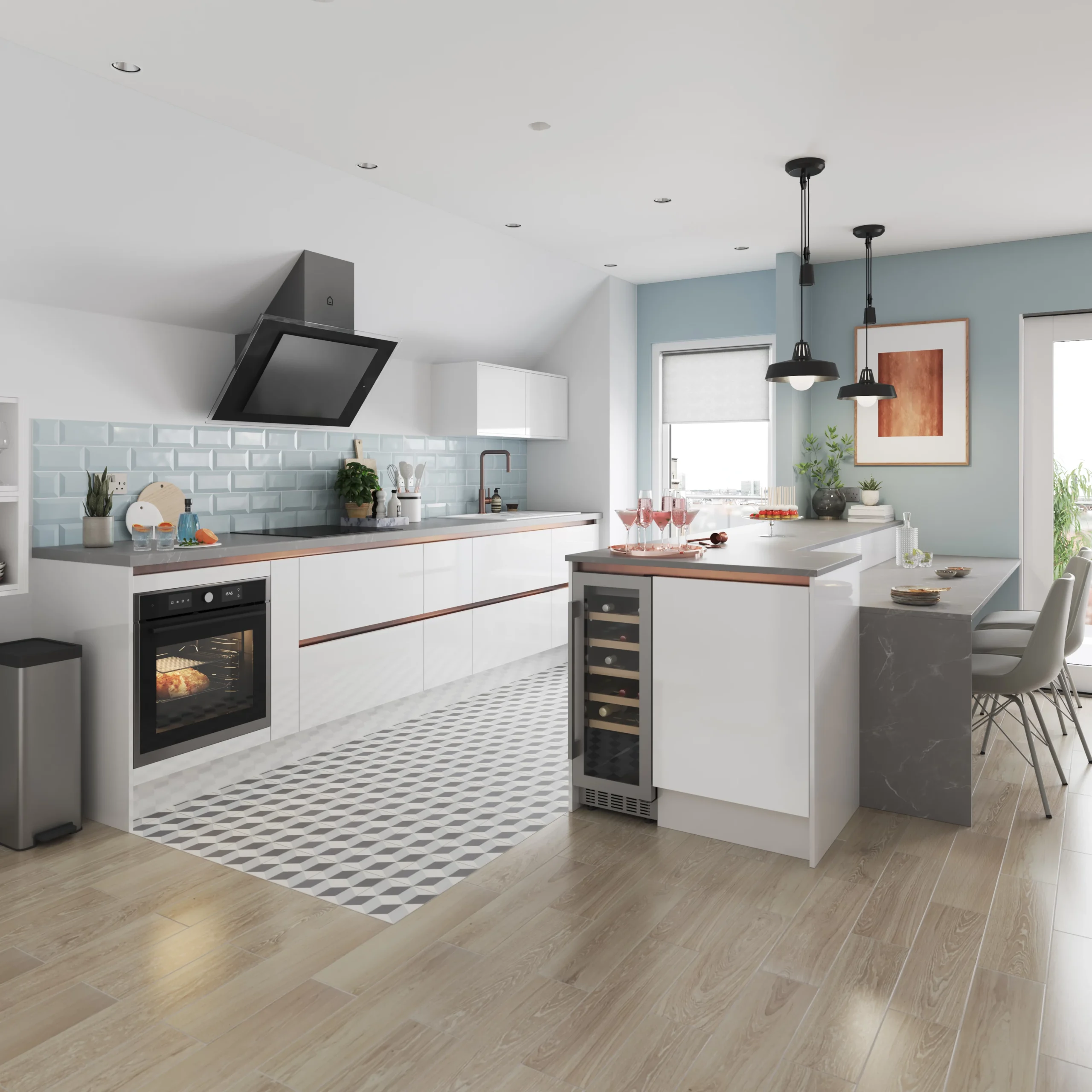 GoodHome Stevia & Garcinia Gloss White Slab Standard Wall Clad On End Panel (H)960mm (W)360mm - Image 3