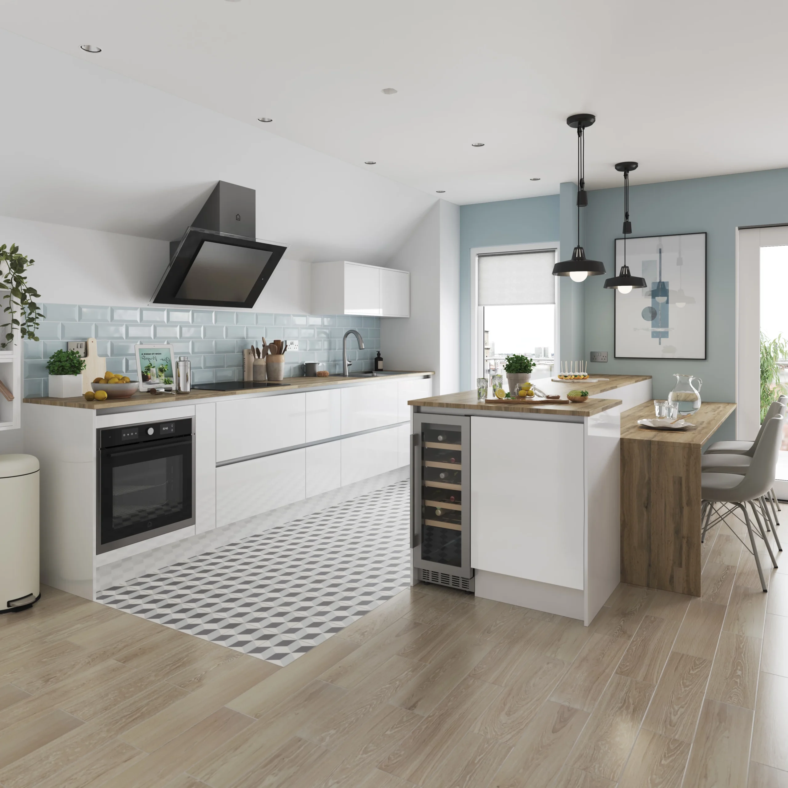 GoodHome Stevia & Garcinia Gloss White Slab Standard Wall Clad On End Panel (H)960mm (W)360mm - Image 4