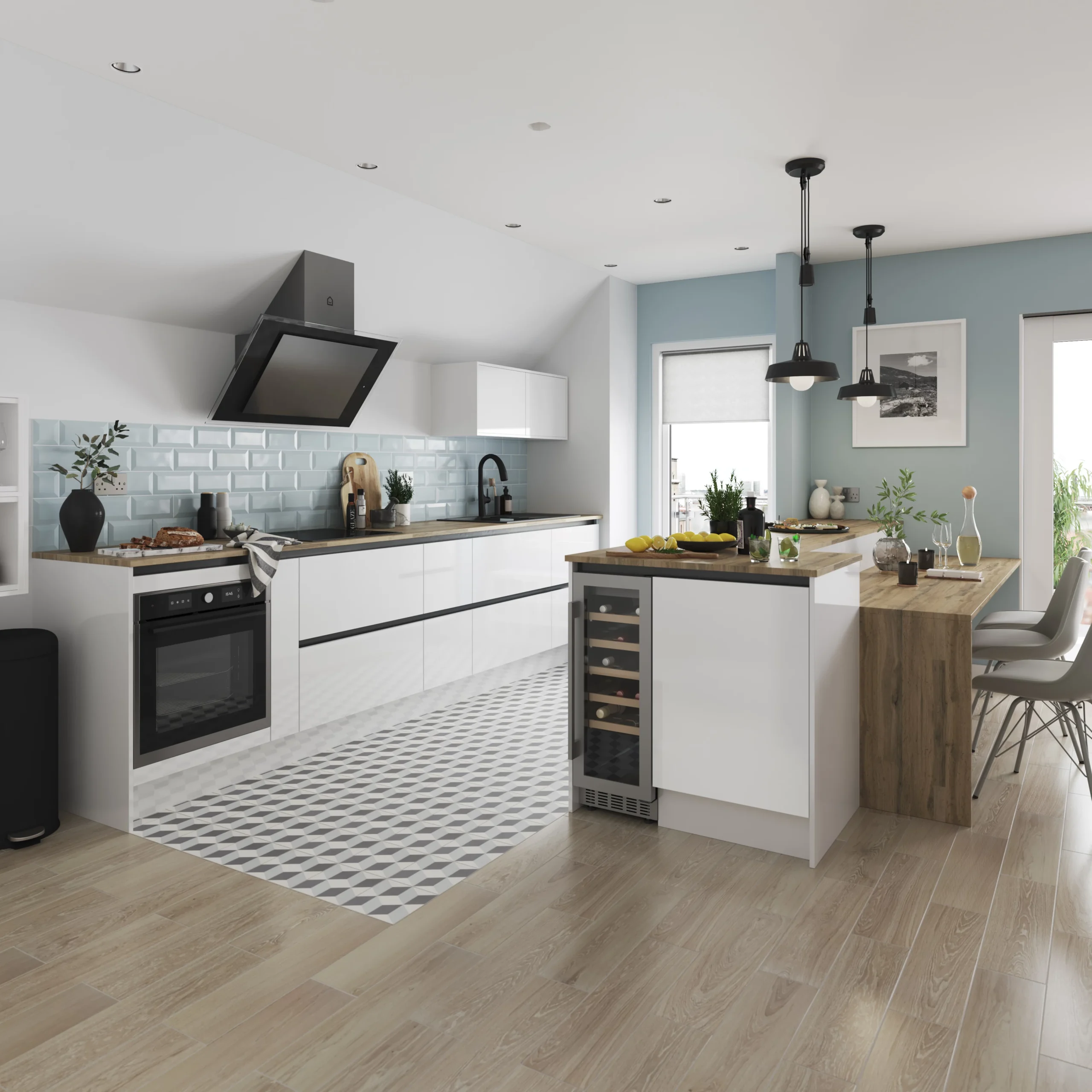 GoodHome Stevia & Garcinia Gloss White Slab Standard Wall Clad On End Panel (H)960mm (W)360mm - Image 5