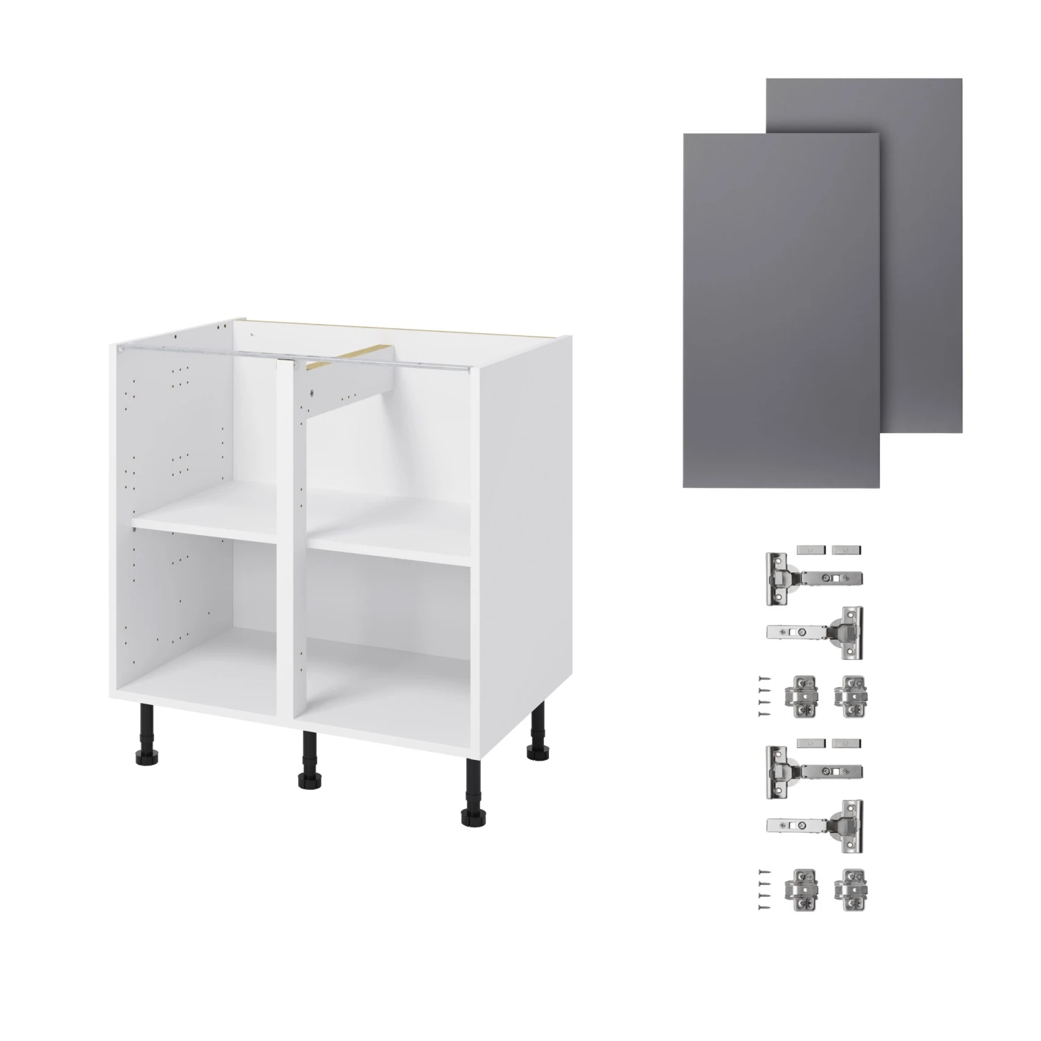 GoodHome Stevia Gloss Anthracite Slab Base Kitchen Cabinet (W)800mm (H)720mm - Image 3