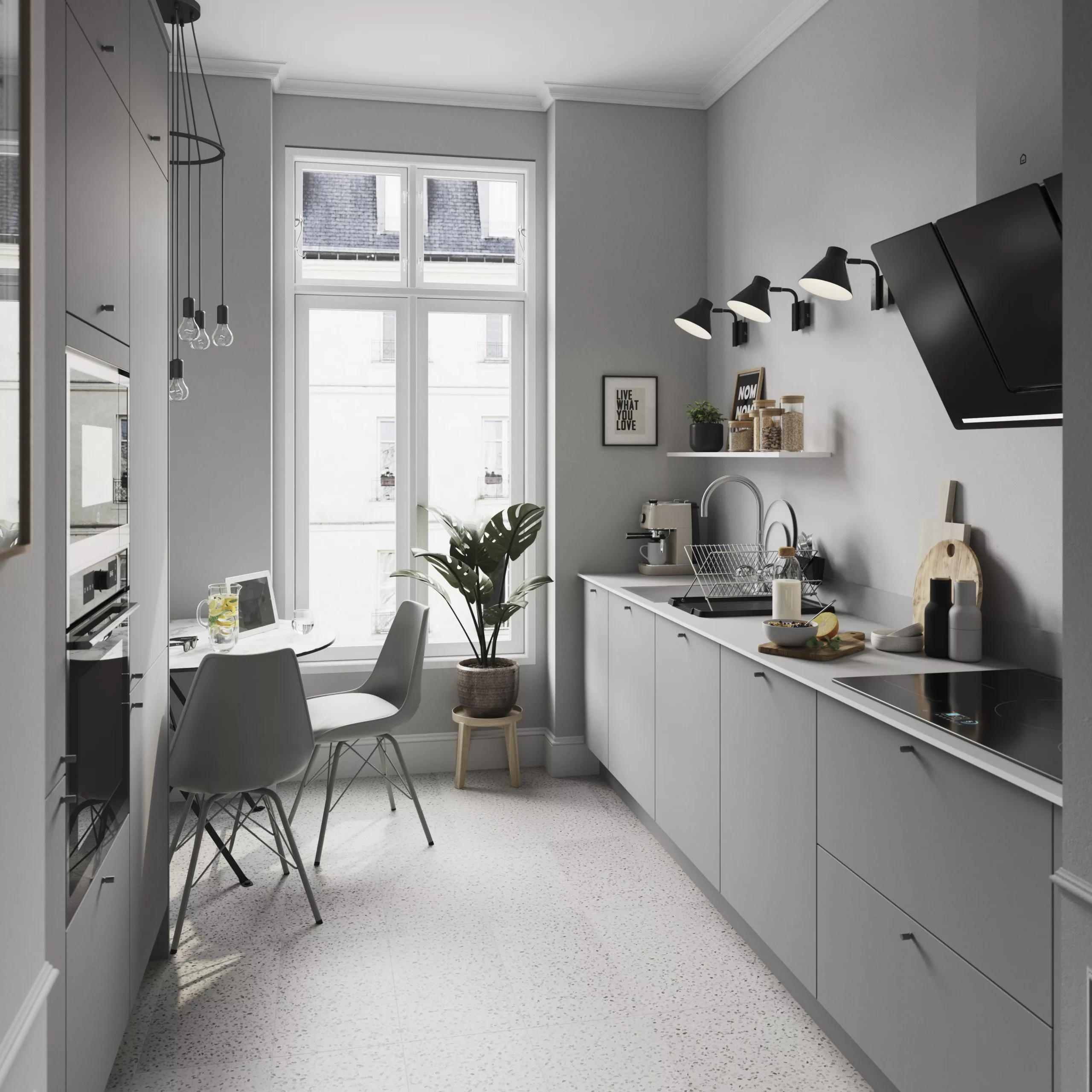 GoodHome Stevia Innovo Handleless Matt Grey Slab Standard Corner Post, (W)34mm (H)895mm - Image 7