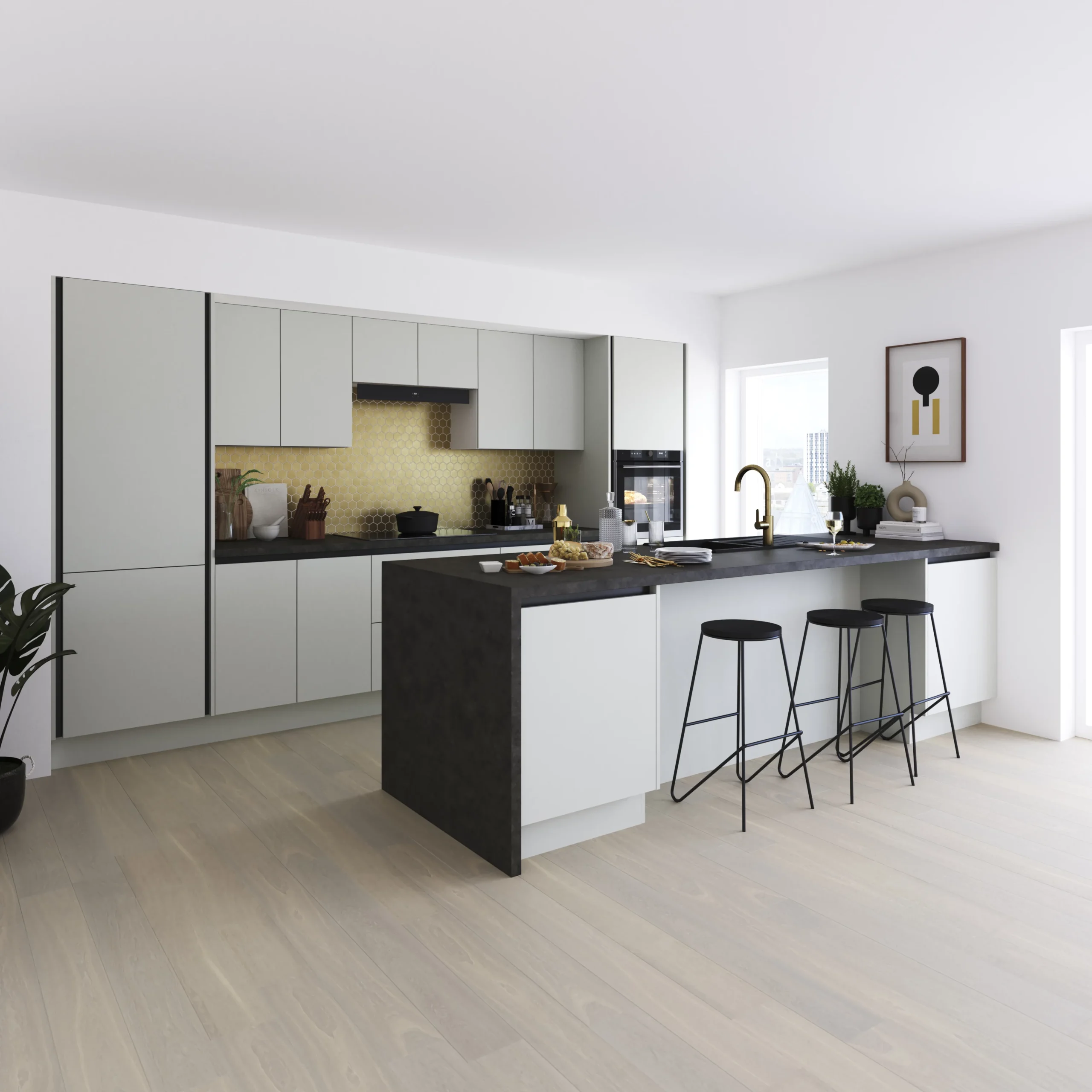 GoodHome Stevia Matt Pewter Grey Slab Appliance Cabinet Door (W)600mm (H)687mm (T)18mm - Image 8