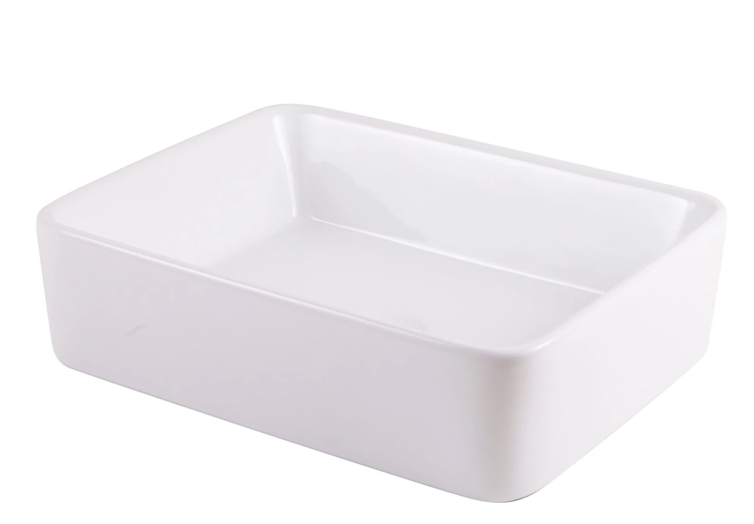 GoodHome Surma White Rectangular Counter-mounted Counter Top Basin (W)48cm