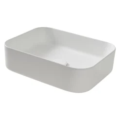 GoodHome Tekapo White Rectangular Counter Top Basin (W)45cm