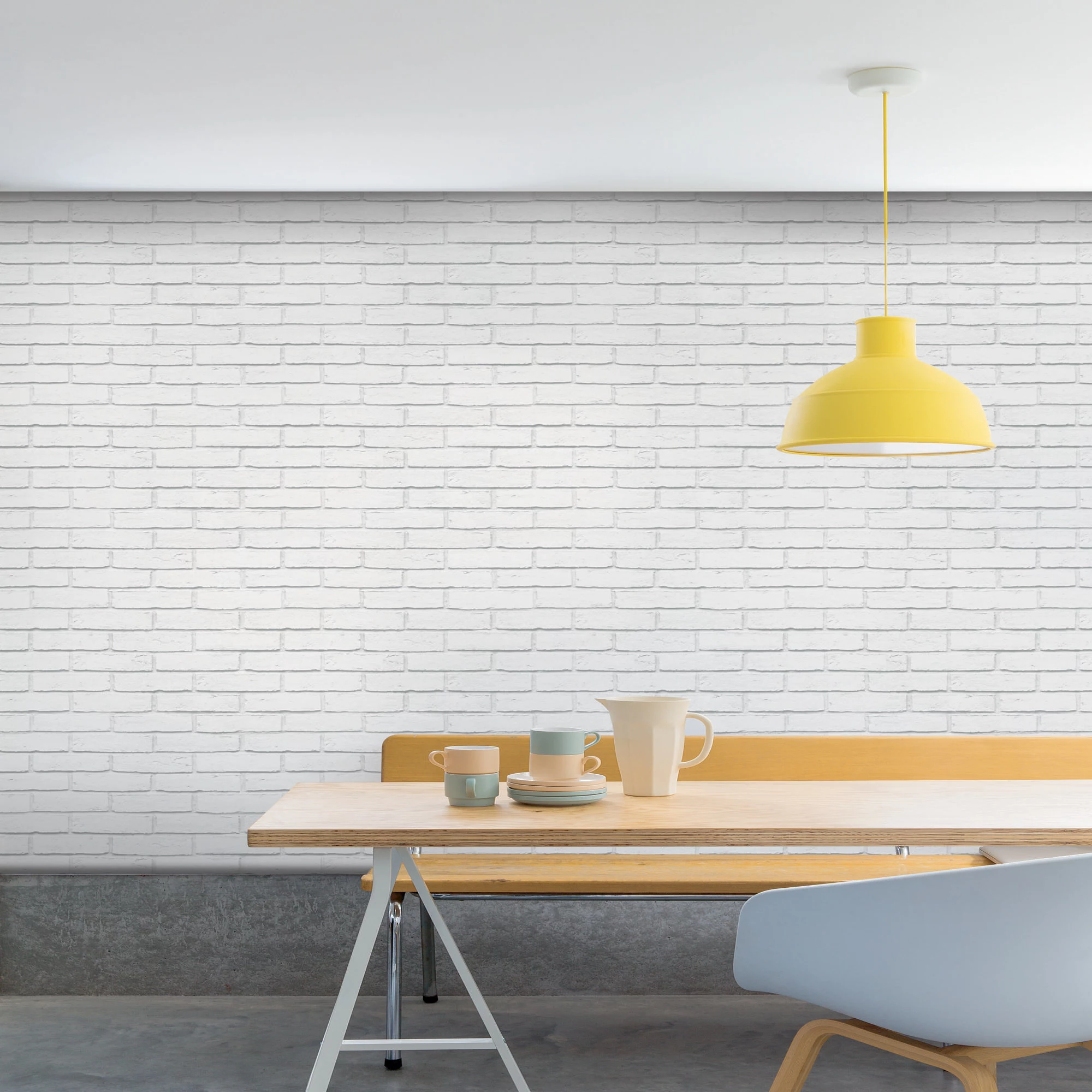 GoodHome Thedden Off White Brick Effect Textured Wallpaper - Image 5