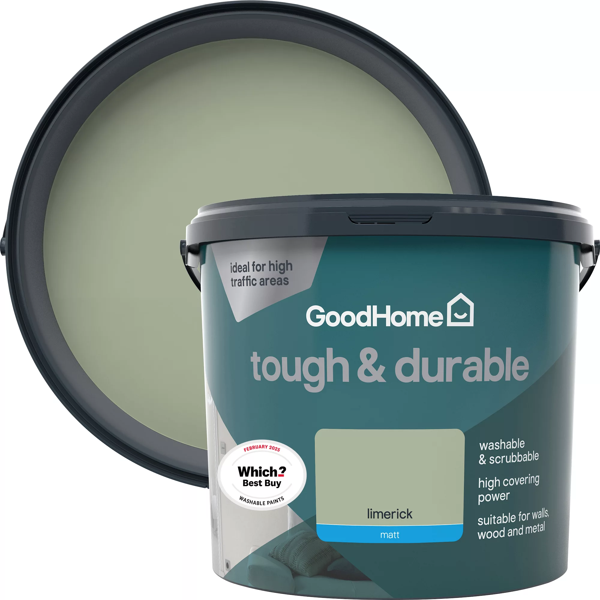 GoodHome Tough & Durable Limerick Matt Emulsion Paint, 5L