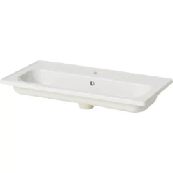 GoodHome Towan White Oblong Counter-mounted Counter Top Basin (W)81.3cm