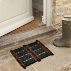 GoodHome Tristan Black & Natural Scraper Mat, 31cm X 39cm