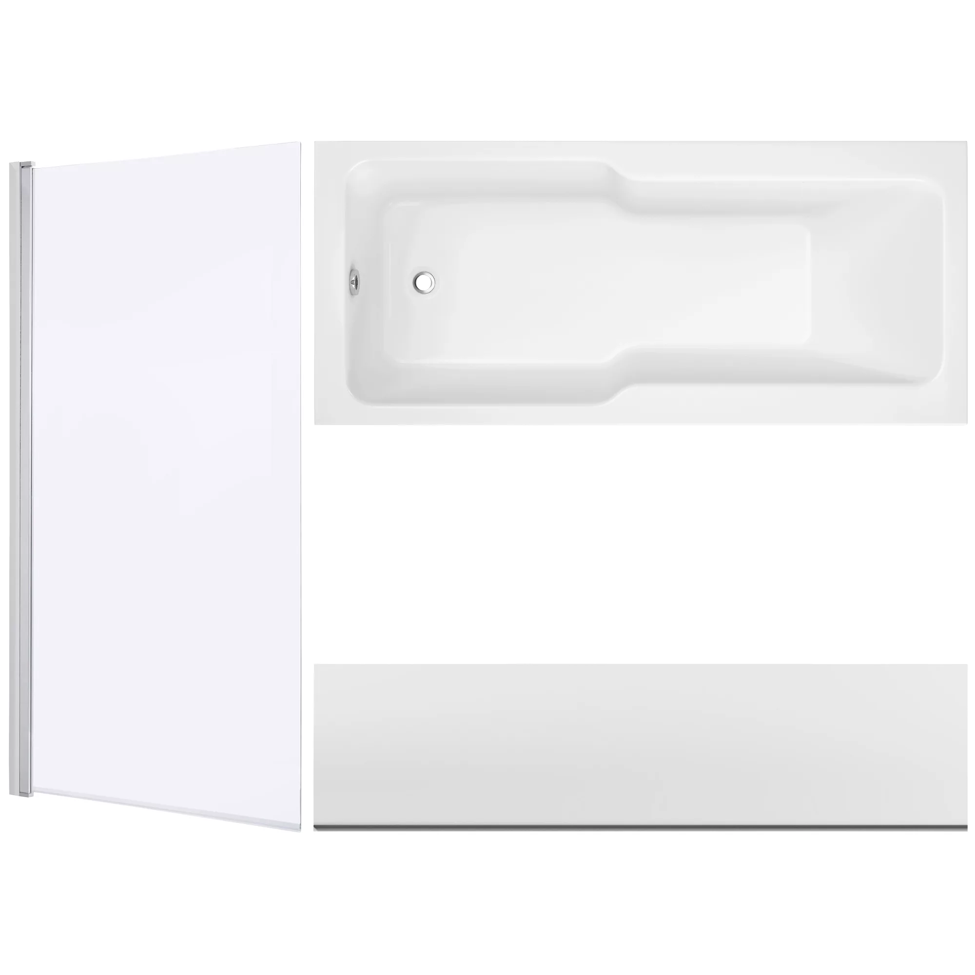 GoodHome Trojan LH & RH Non-reversible Acrylic Straight Double Ended Bath, Panel & Screen Set, (L)1700mm (W)1700mm