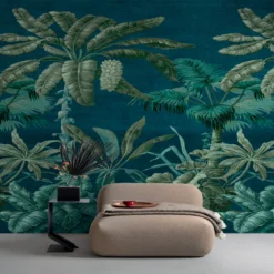 GoodHome Tugtu Blue & Green Tropical Matt Mural