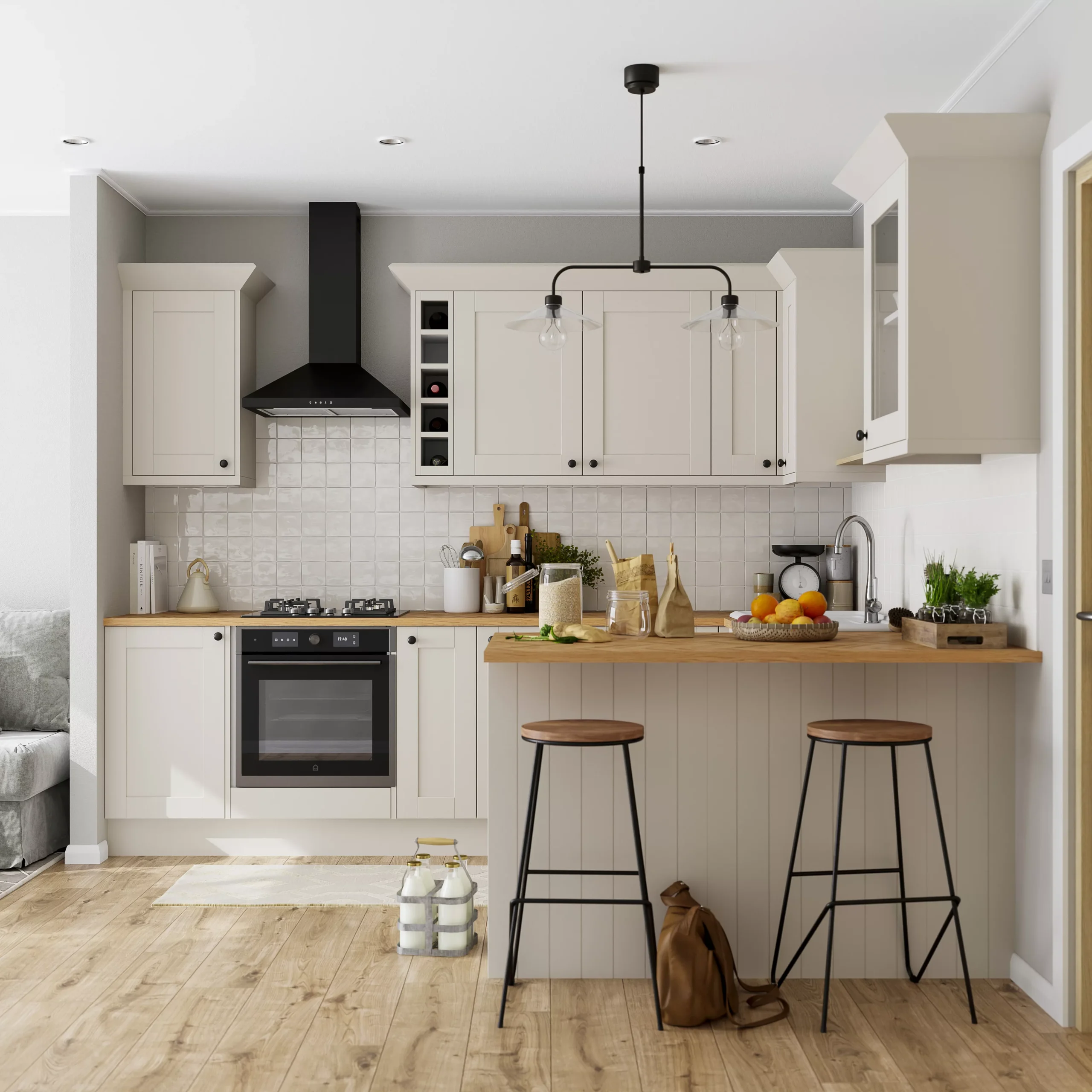 GoodHome Verbena Matt Cashmere Painted Natural Ash Shaker Tall End Panel (H)2190mm (W)570mm, Pair - Image 6