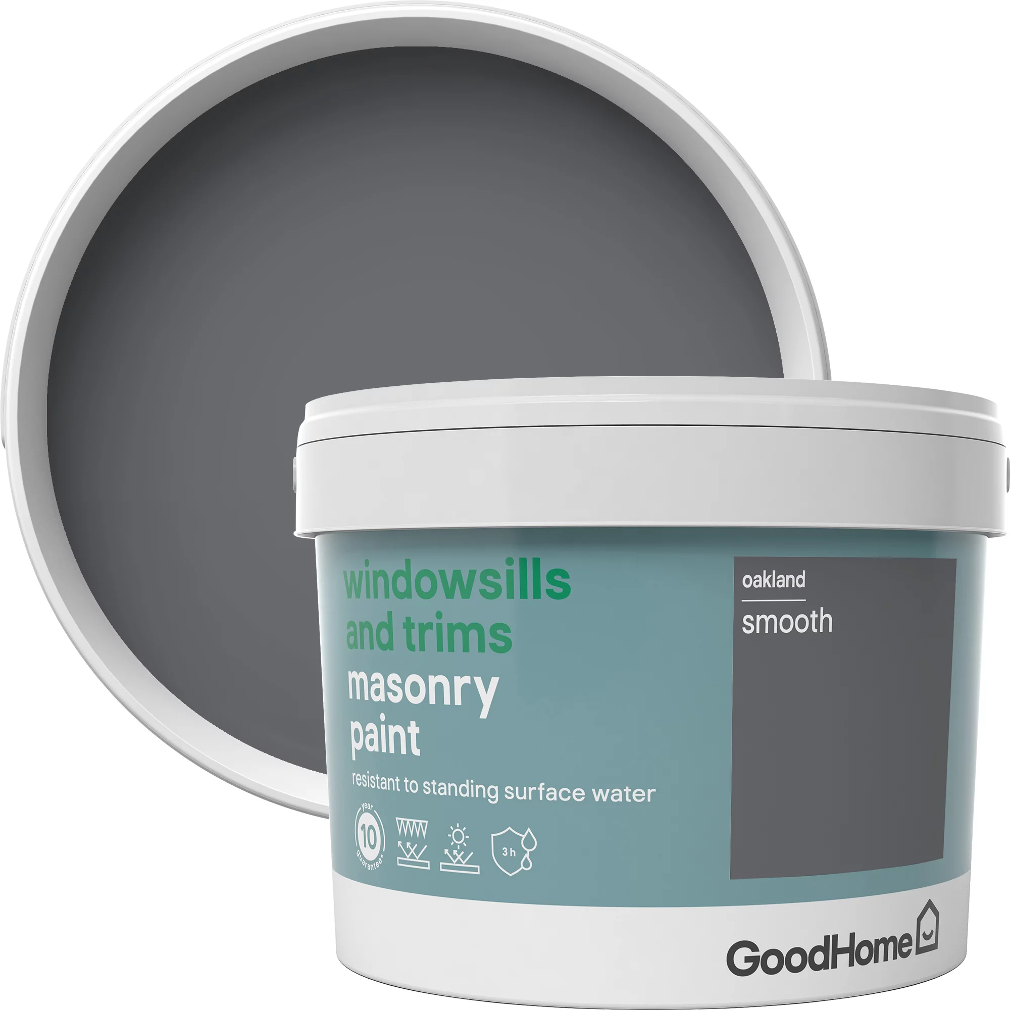 GoodHome Windowsills & Trims Oakland Smooth Matt Masonry Paint, 2.5L - Image 4